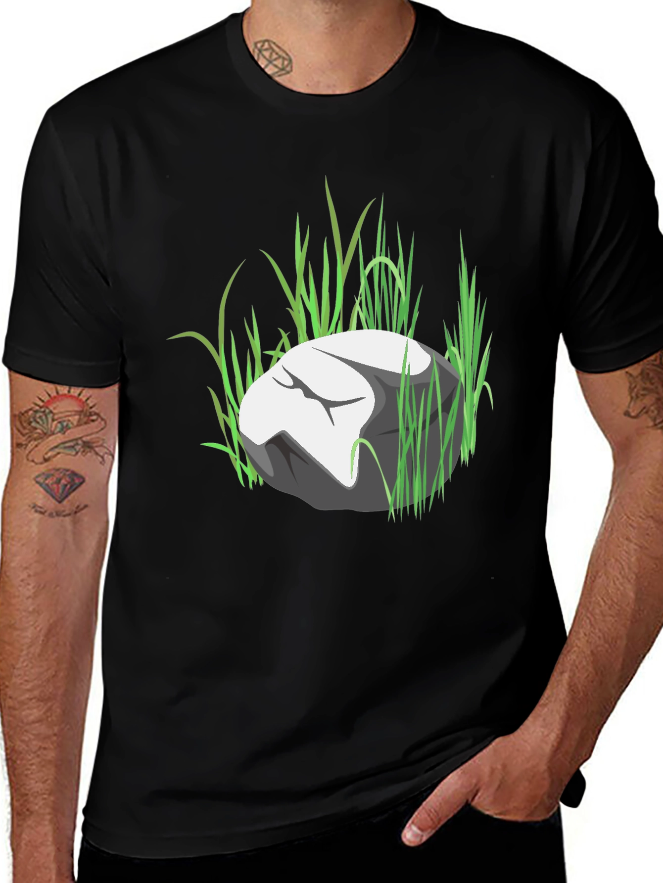 Variant 24 of Stone & Grass Graphic Black T-Shirt