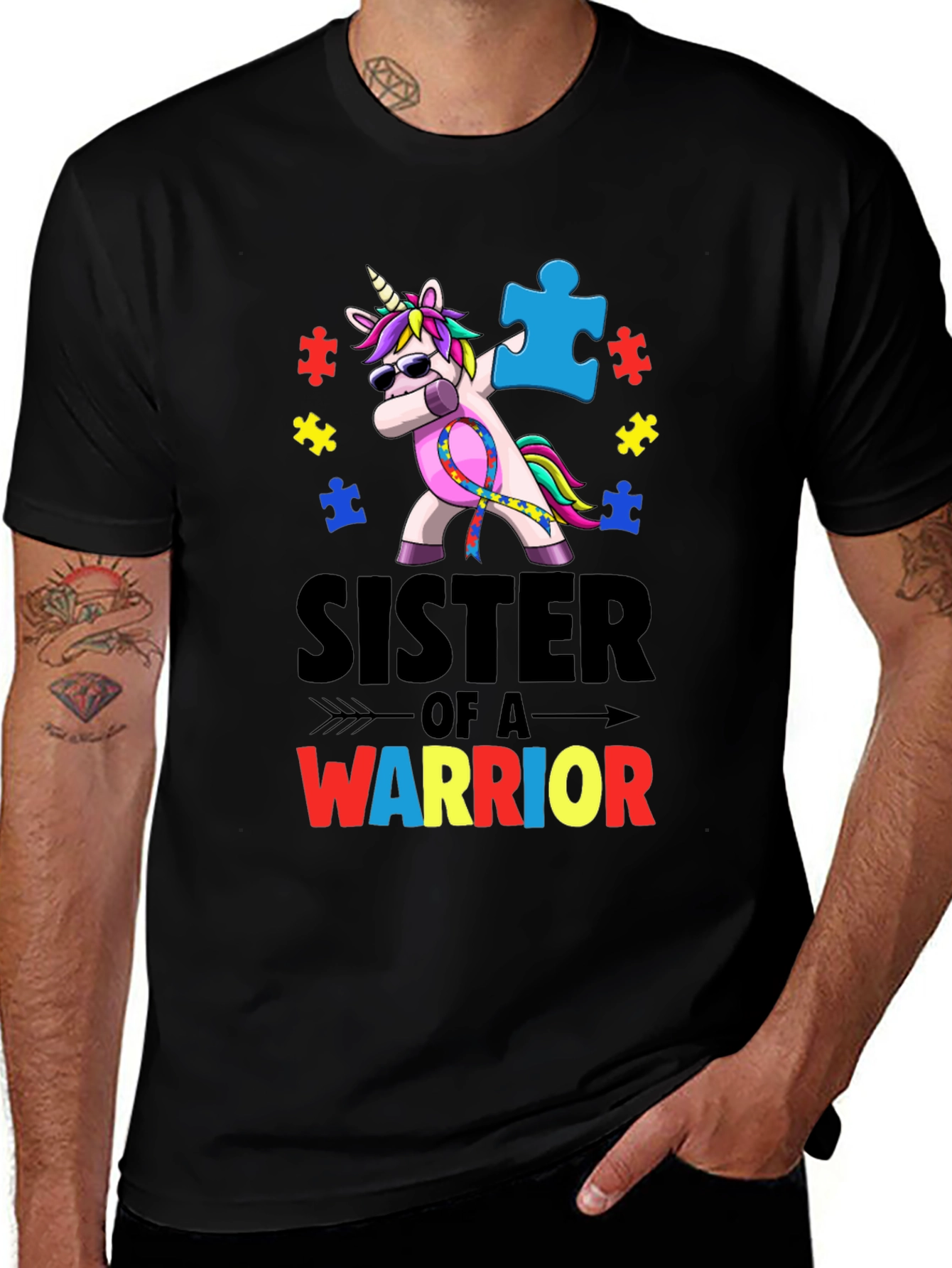 Variant 19 of Sister of a Warrior Autism Awareness T-Shirt
