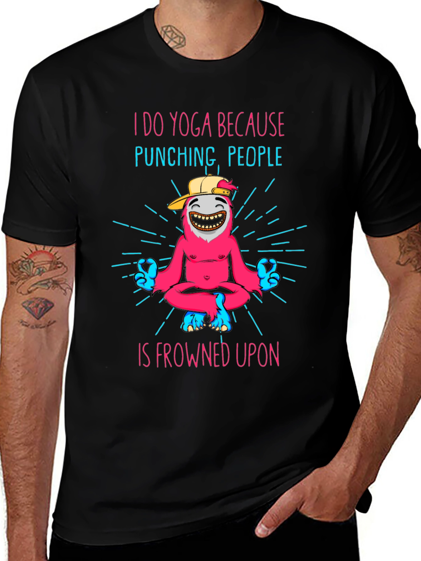 Variant 22 of Funny Yoga Graphic Tee - Punching People Frowned Upon