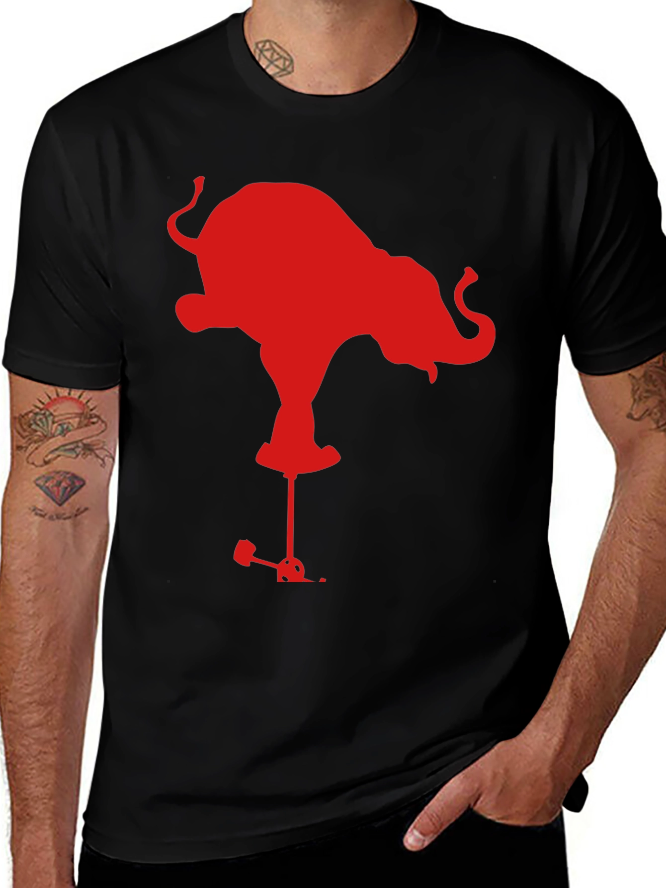 Variant 17 of Red Elephant on a Ball Black Graphic Tee