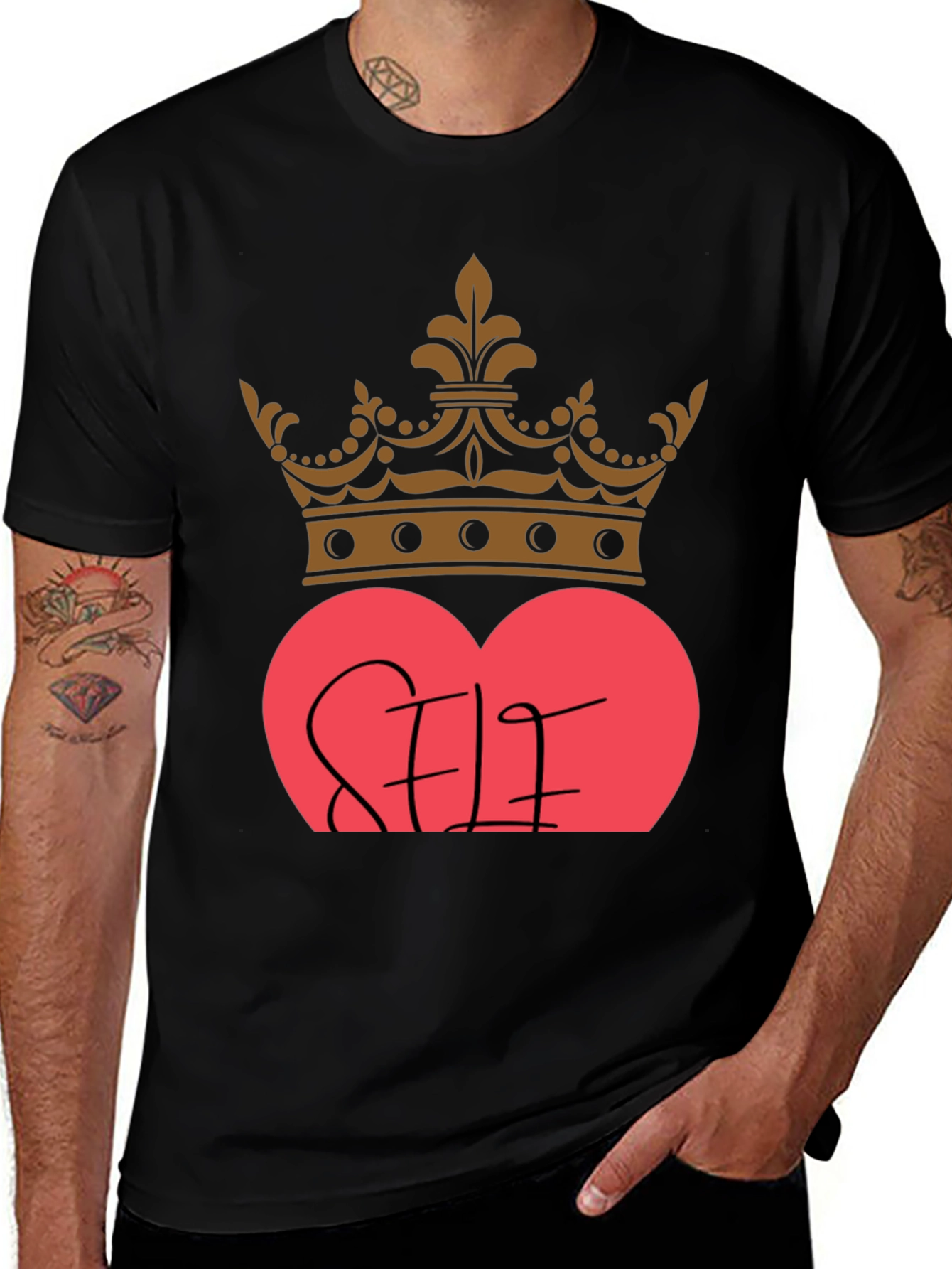 Variant 9 of King/Queen Heart Graphic Tee - Stylish Black Shirt