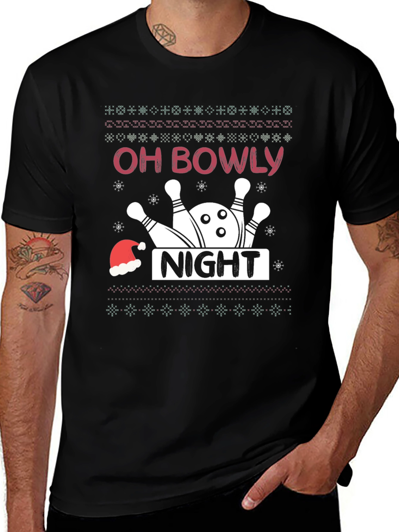 Oh Bowly Night Christmas Holiday Bowling T-Shirt