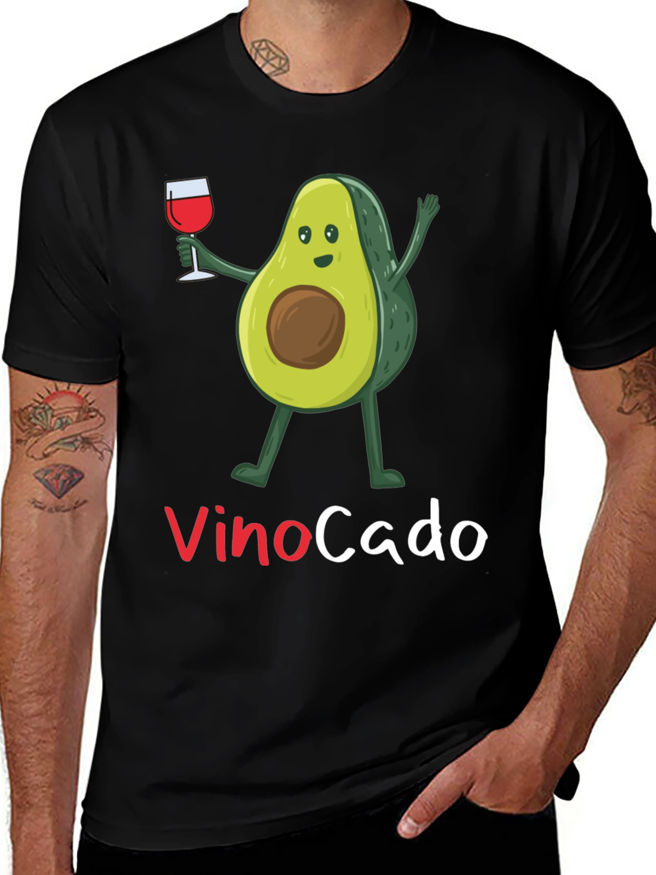 Variant 4 of VinoCado T-Shirt: Funny Avocado Wine Lover Tee