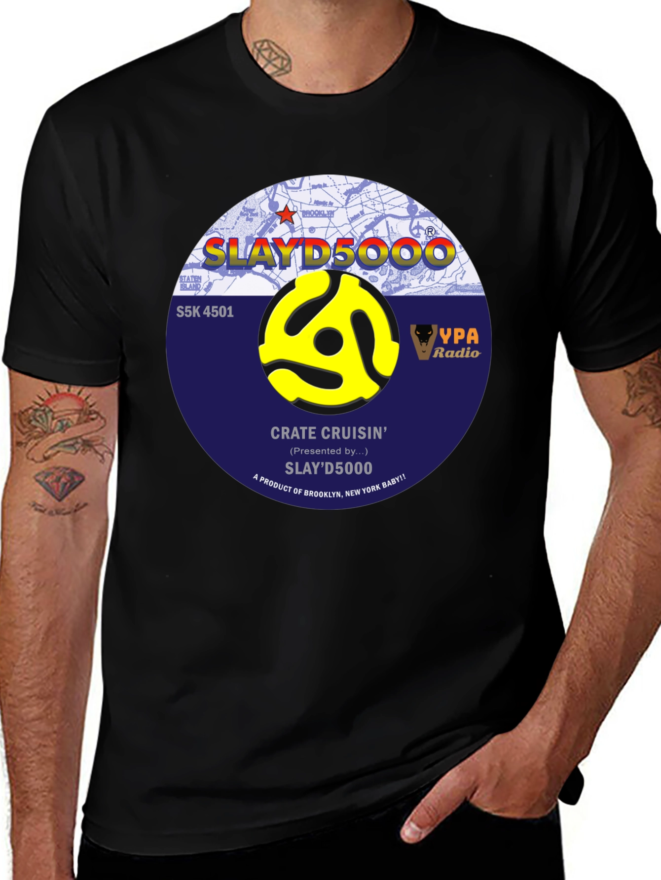 Variant 27 of Slay'D5000 Crate Cruisin' Record Label Graphic Tee