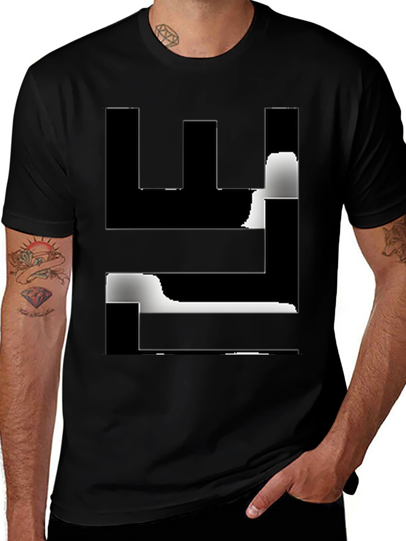 Abstract Graphic Black T-Shirt