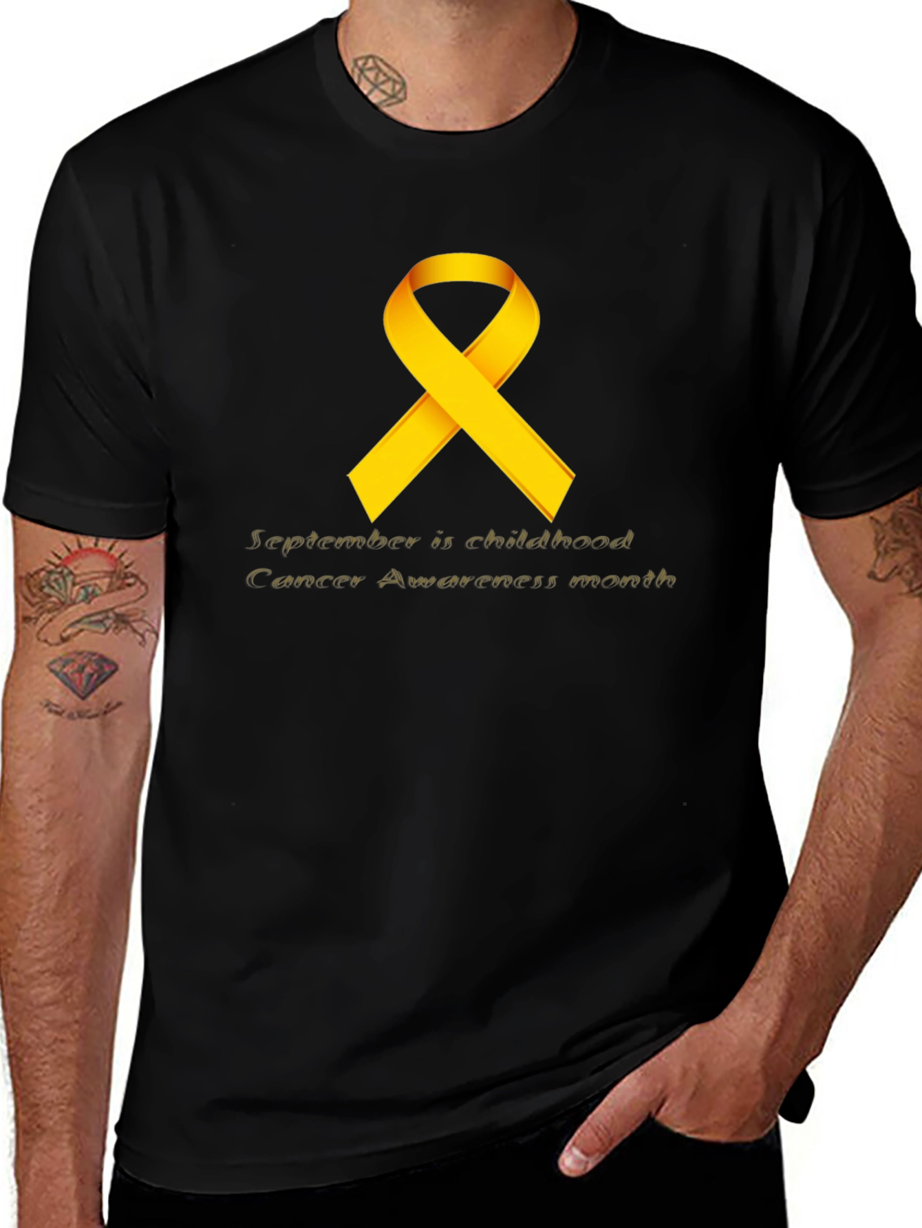 Variant 10 of Childhood Cancer Awareness T-Shirt - Gold Ribbon