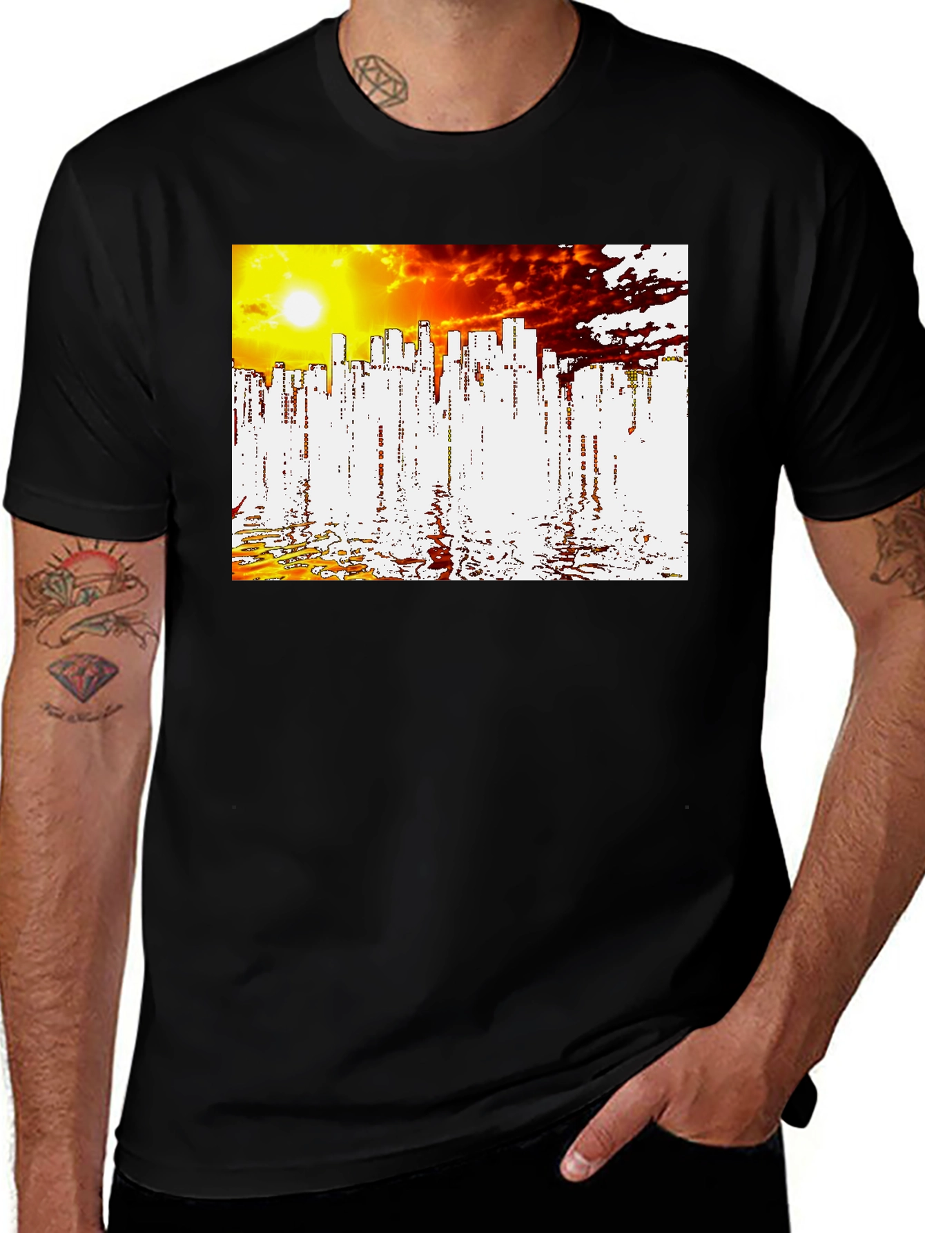 Variant 29 of Sunset Skyline Graphic Tee - Black