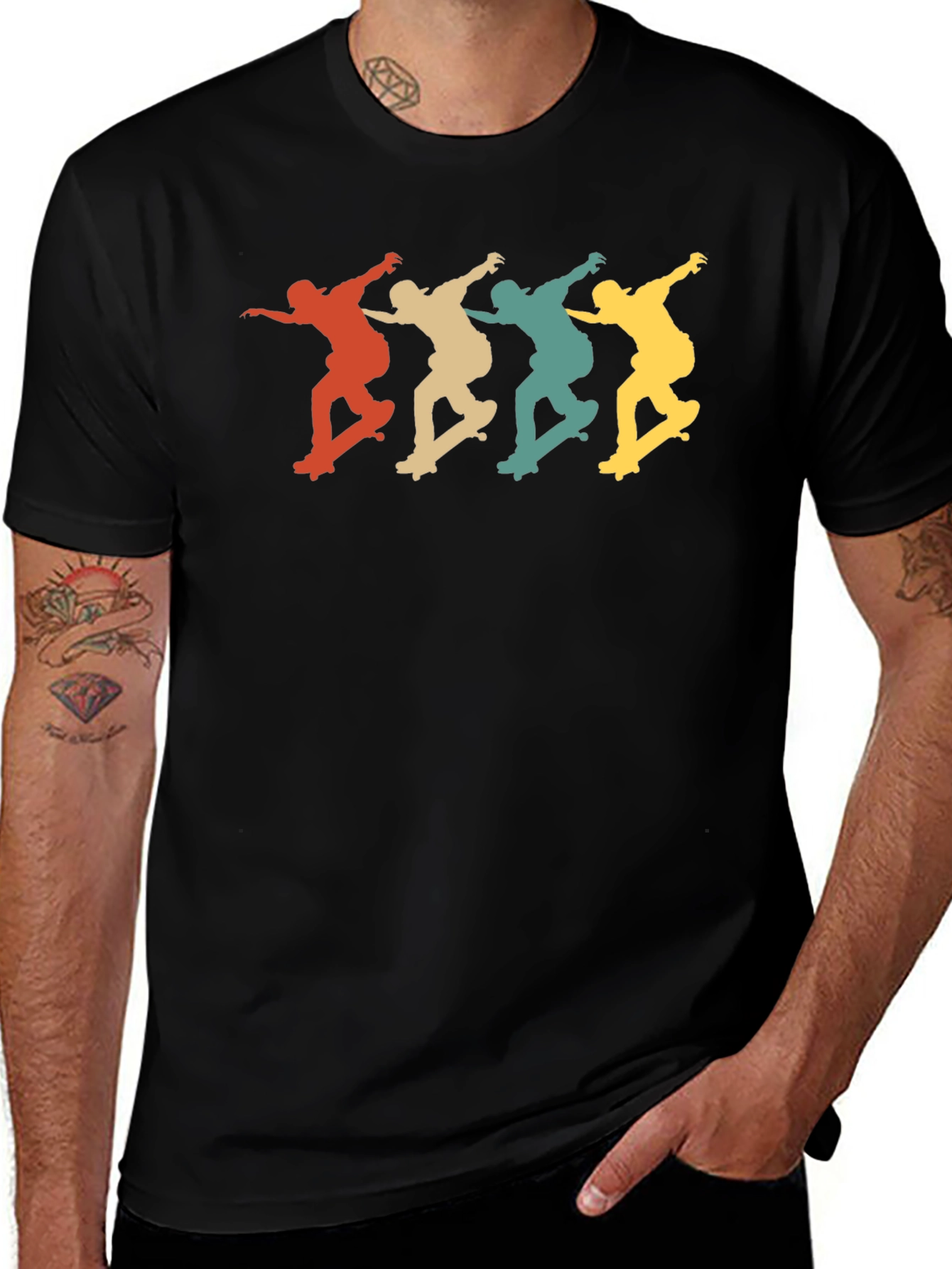 Variant 21 of Retro Skateboarder Silhouette Graphic Tee