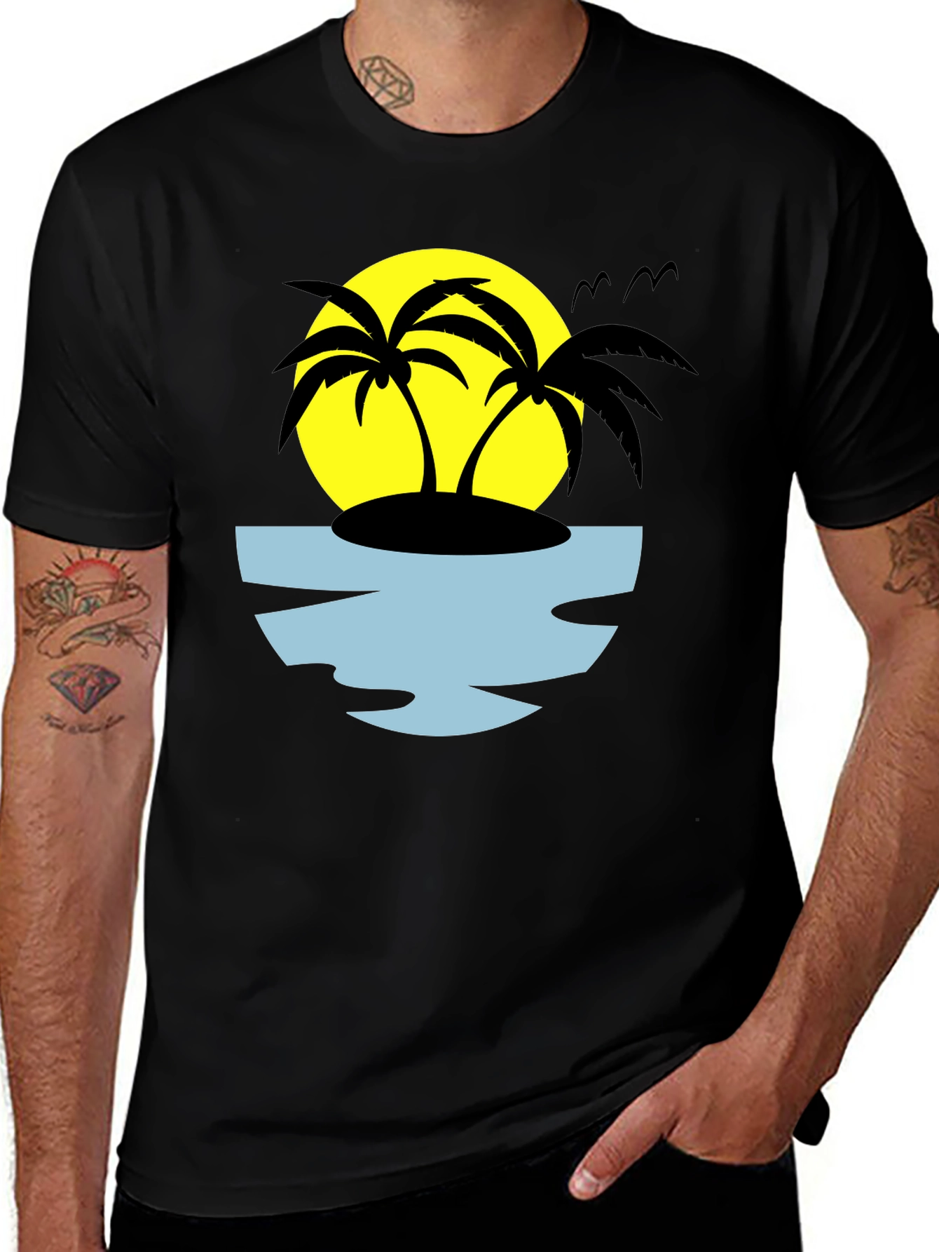 Variant 10 of Tropical Palm Tree Island Graphic Tee