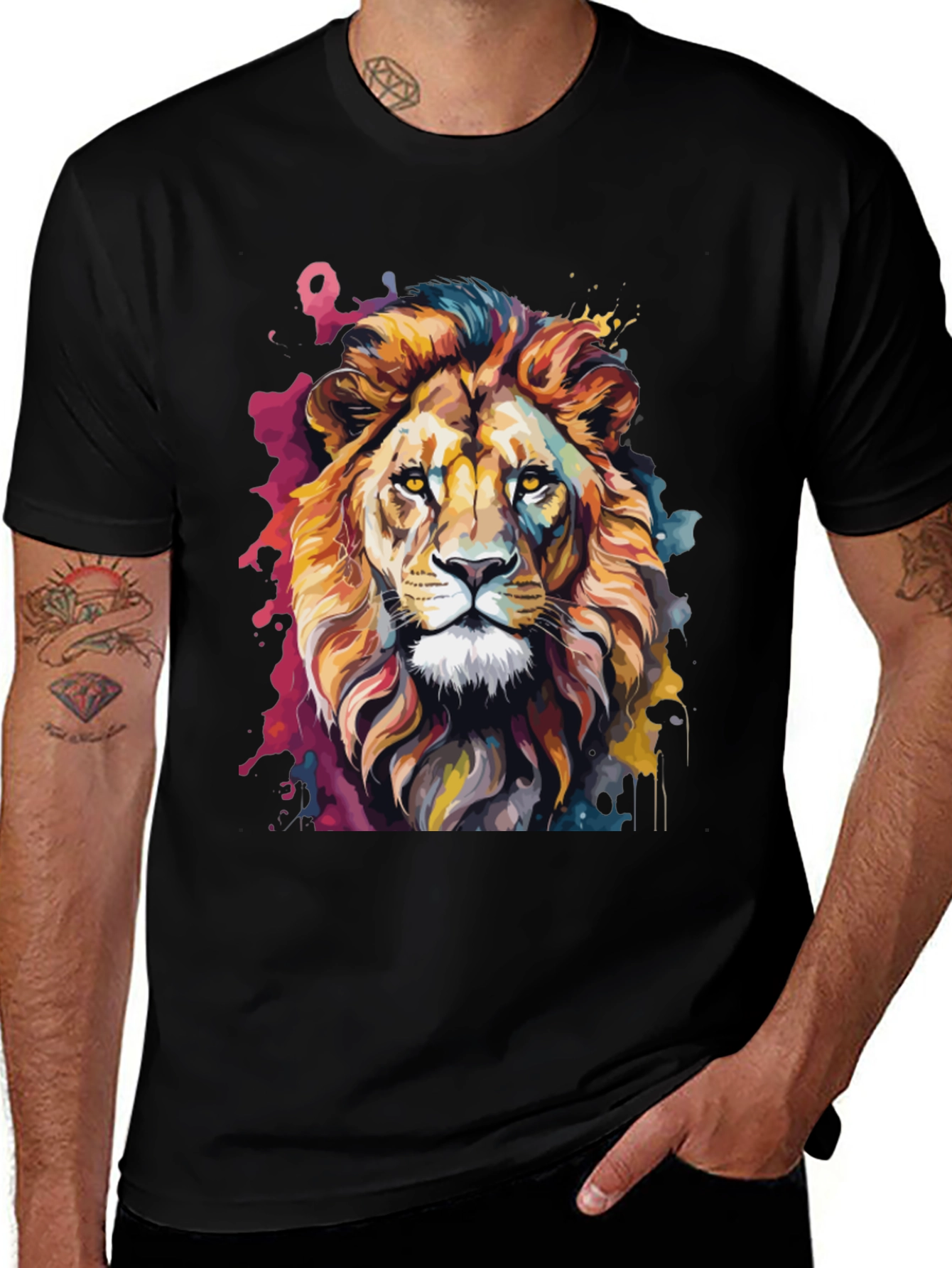 Variant 27 of Watercolor Lion Graphic Tee - Artistic Animal Print