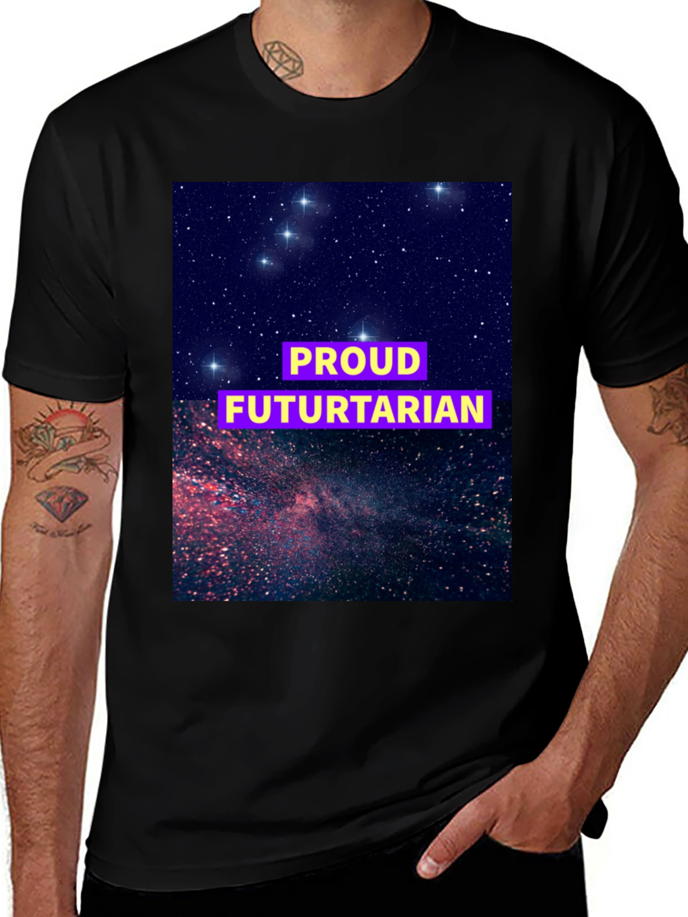 Variant 21 of Proud Futurtarian Black T-Shirt - Galaxy Graphic Tee