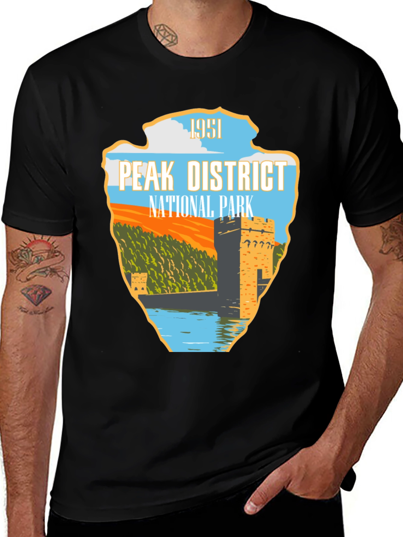 Peak District National Park Black T-Shirt