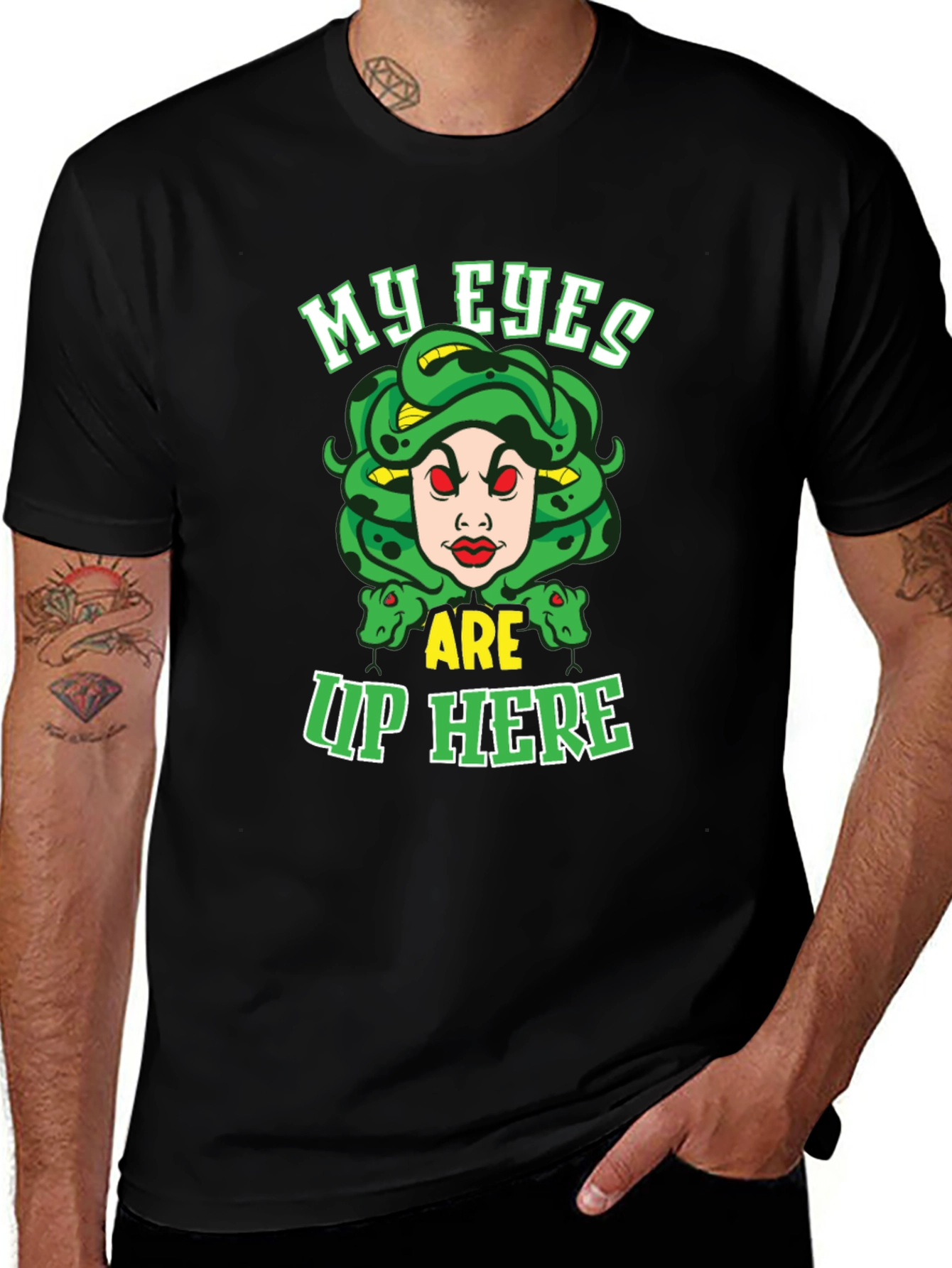 Variant 24 of Medusa My Eyes Are Up Here Graphic Tee