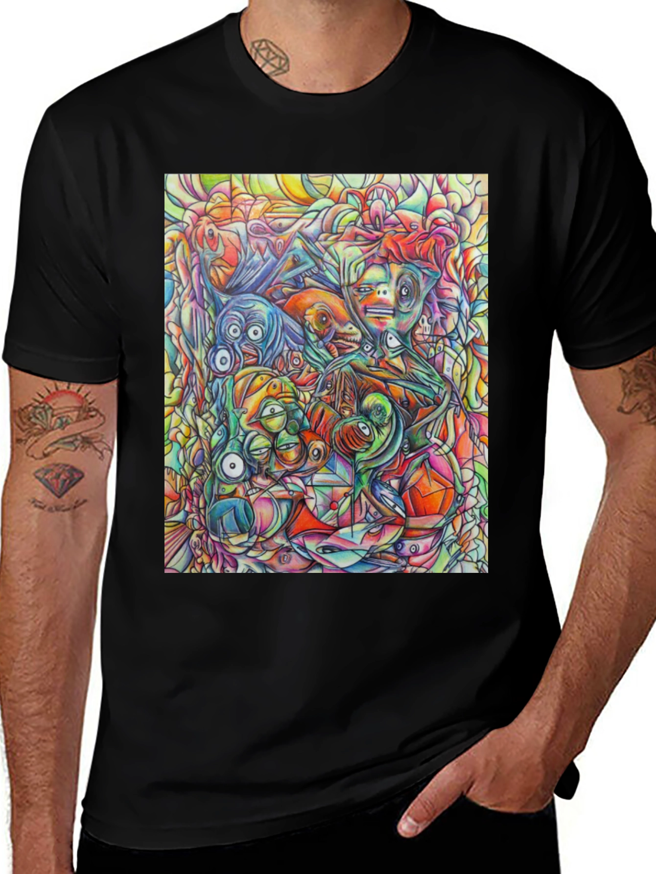 Variant 29 of Abstract Art Men's Black Graphic Tee