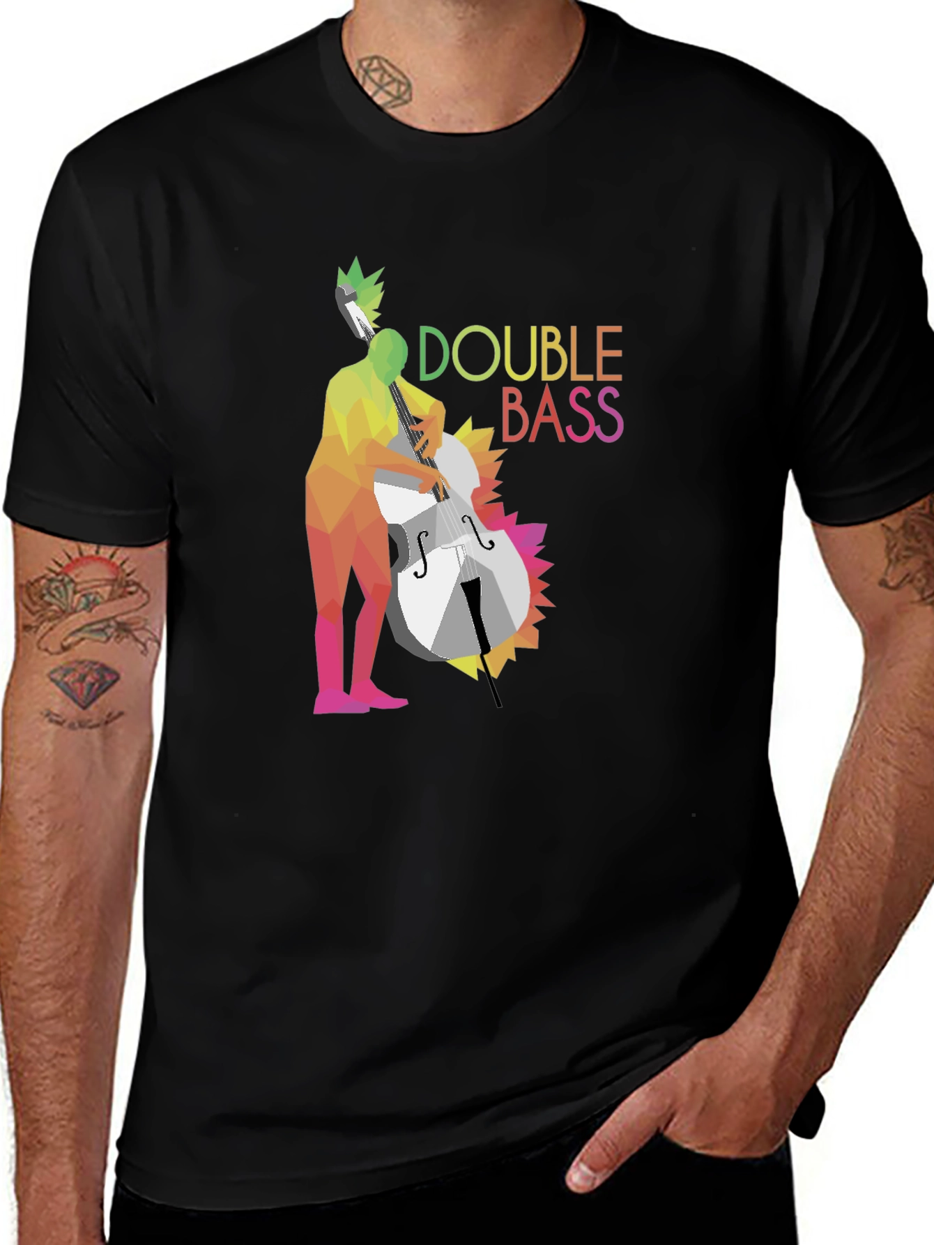 Variant 5 of Double Bass Player Graphic T-Shirt - Black