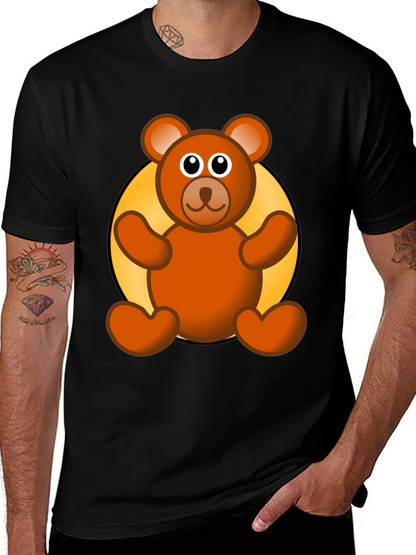 Variant 24 of Cute Teddy Bear Graphic Black T-Shirt