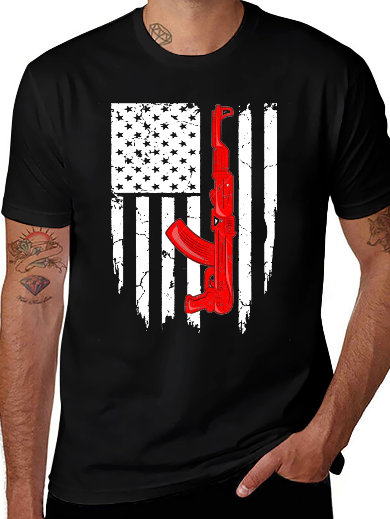 Variant 4 of AK-47 American Flag Graphic Tee