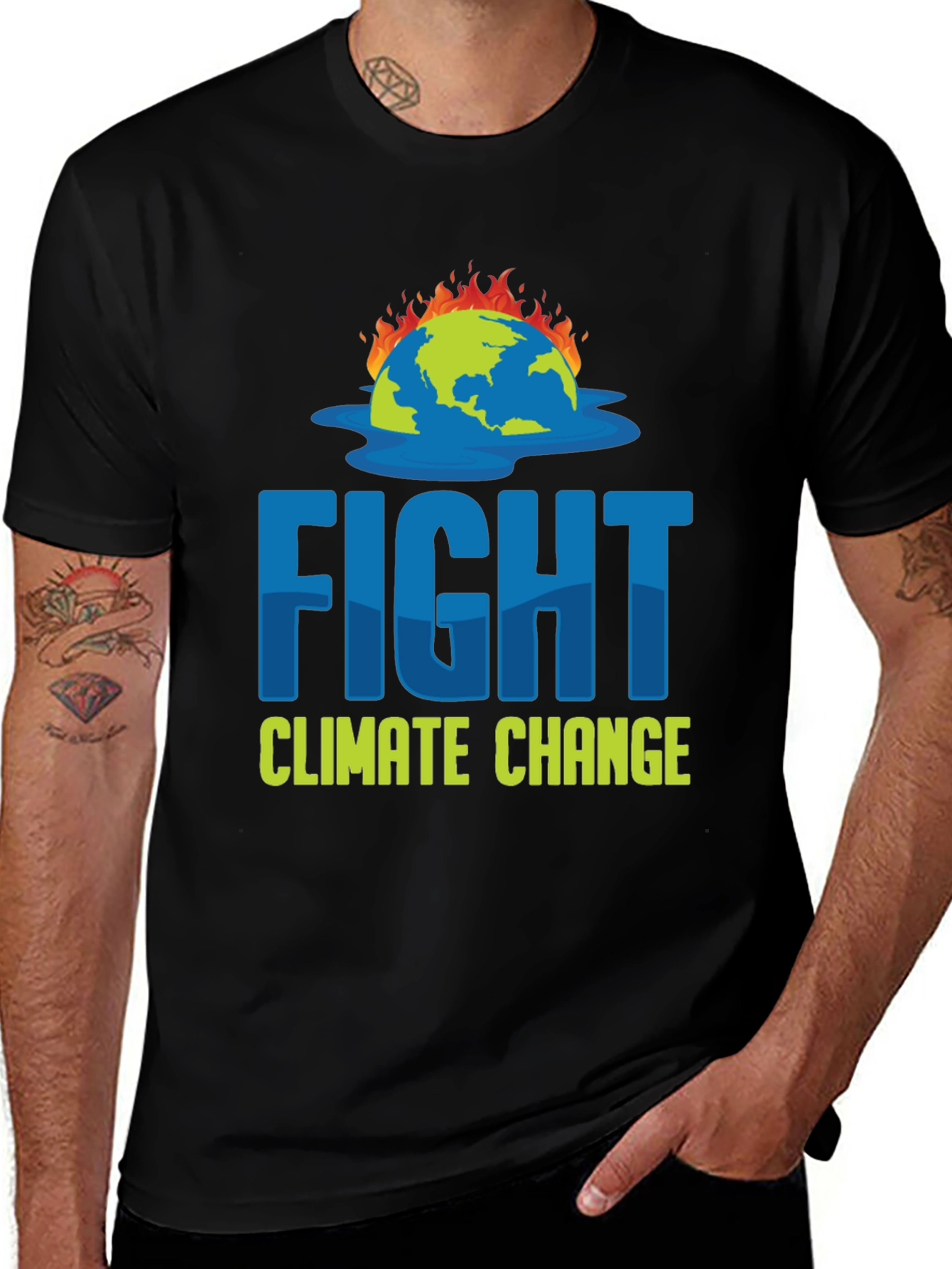 Variant 15 of Fight Climate Change Graphic Tee - Earth on Fire