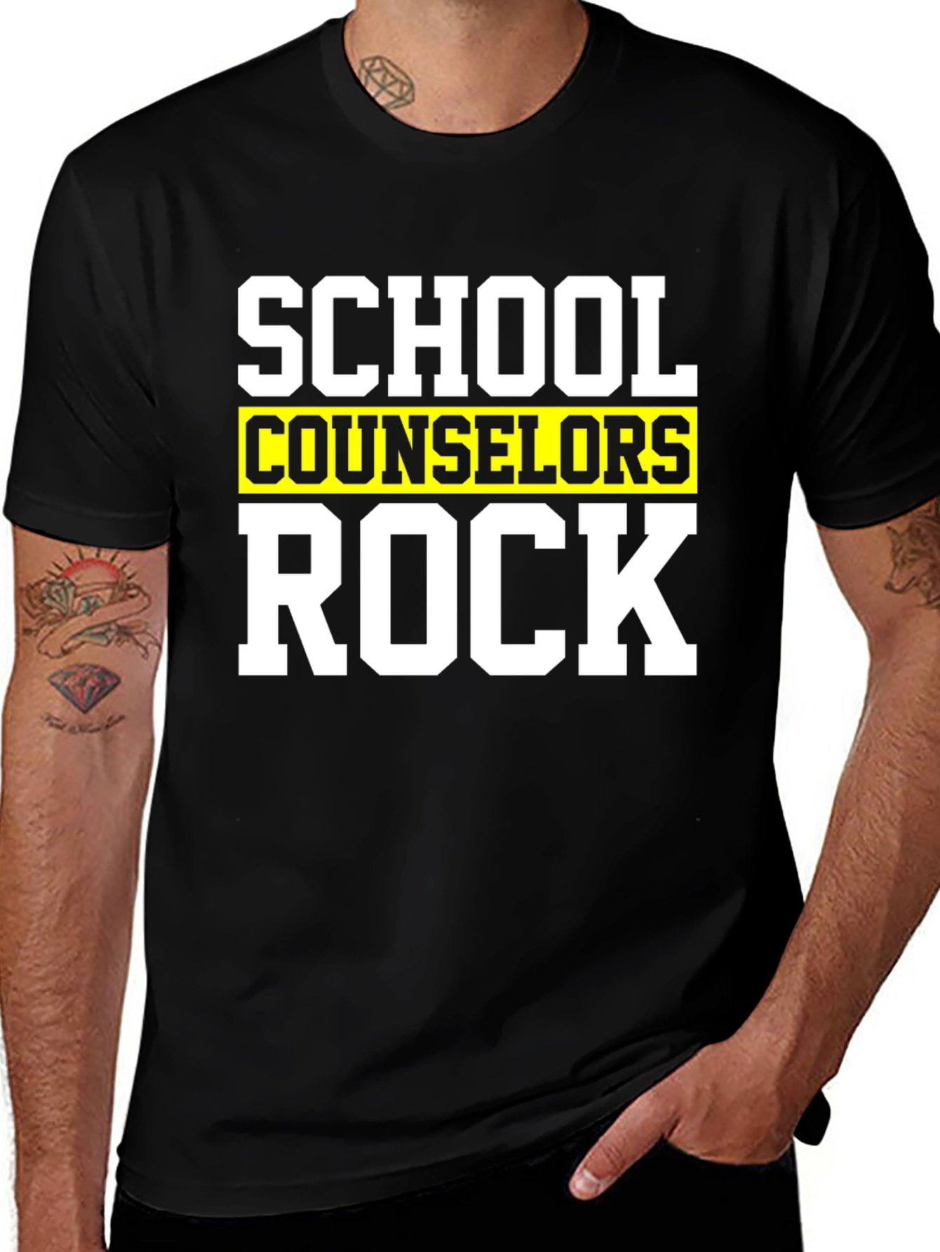 School Counselors Rock T-Shirt - Black Cotton Tee