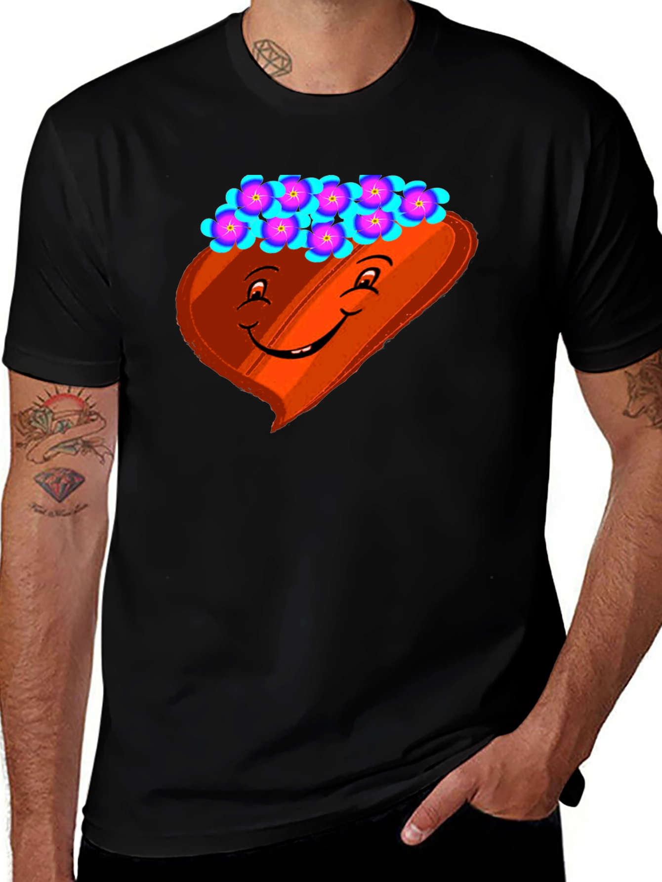 Novelty T-Shirt with Smiling Character Graphic