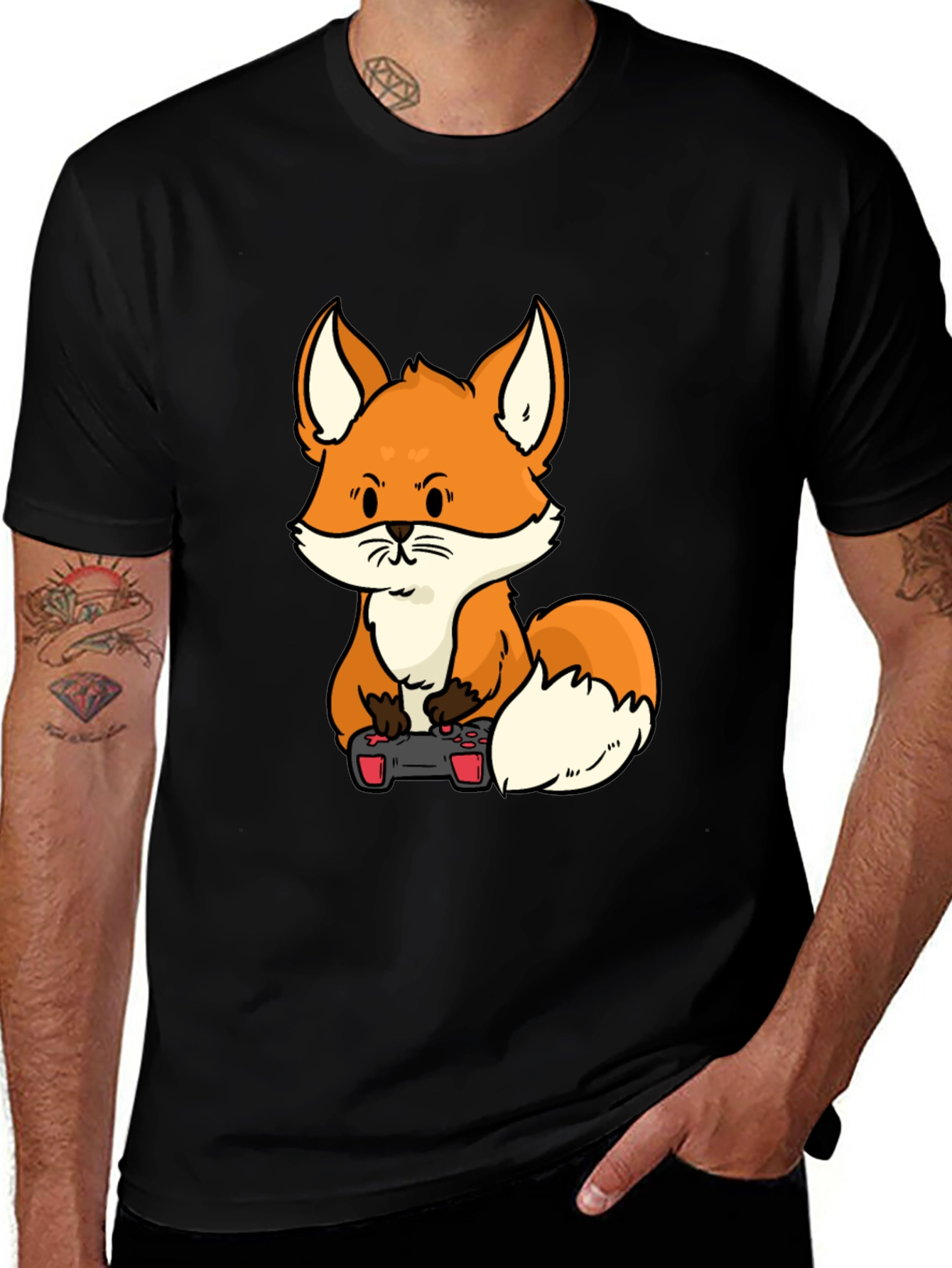 Variant 23 of Gaming Fox Graphic Tee - Black Cotton T-Shirt