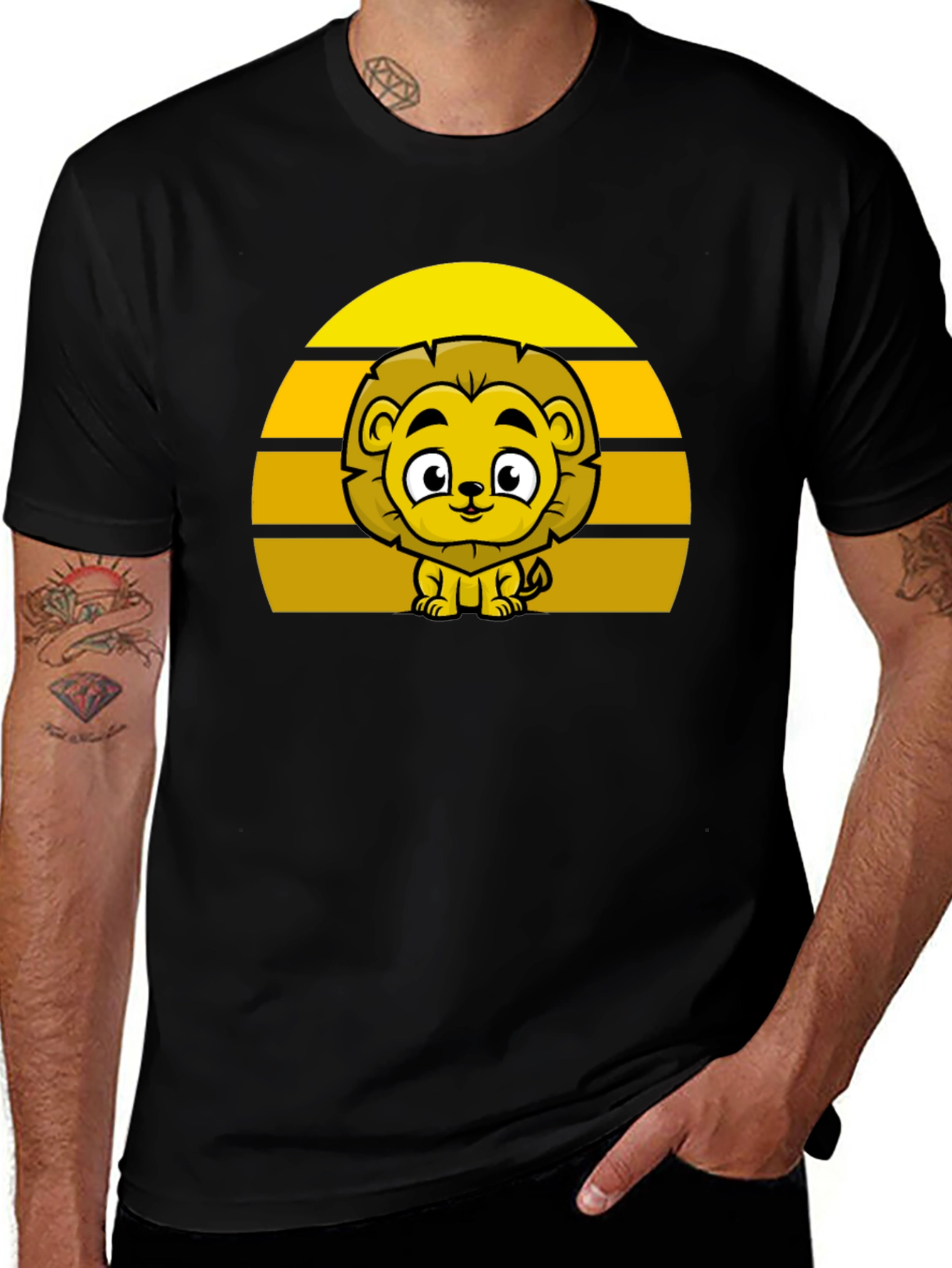 Variant 4 of Lion Sunset Graphic Tee - Cute Cartoon Lion Shirt