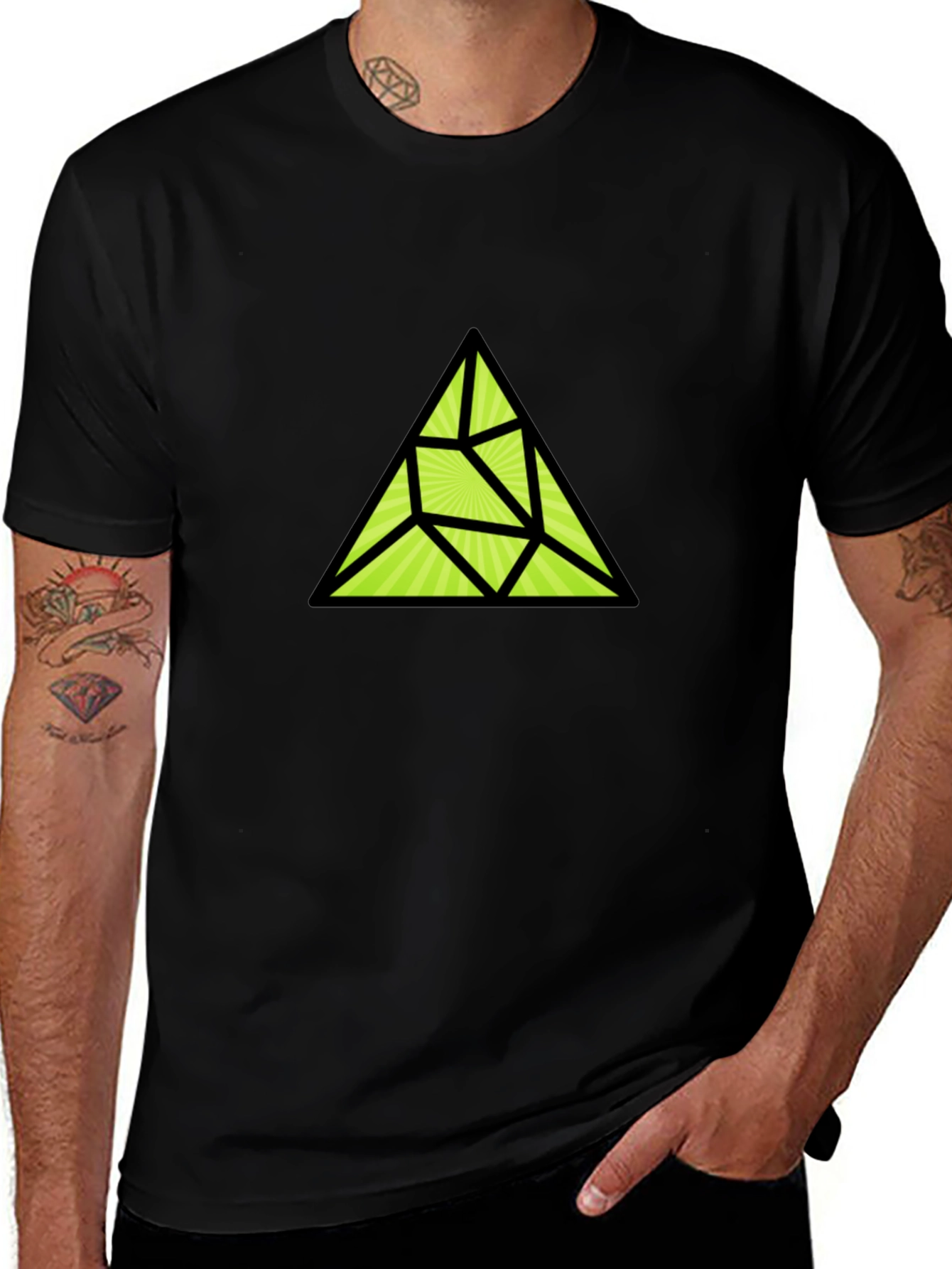 Variant 6 of Geometric Triangle Graphic Tee - Casual Black T-Shirt