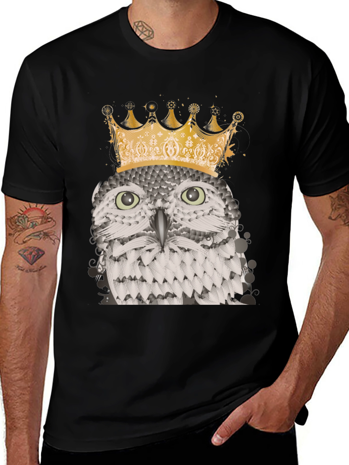 Variant 2 of Owl King Graphic Tee - Black Cotton Blend T-Shirt