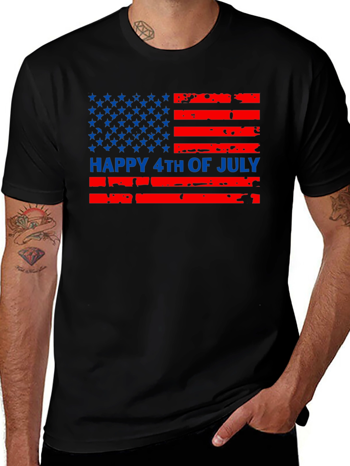 Variant 17 of Happy 4th of July American Flag Graphic Tee
