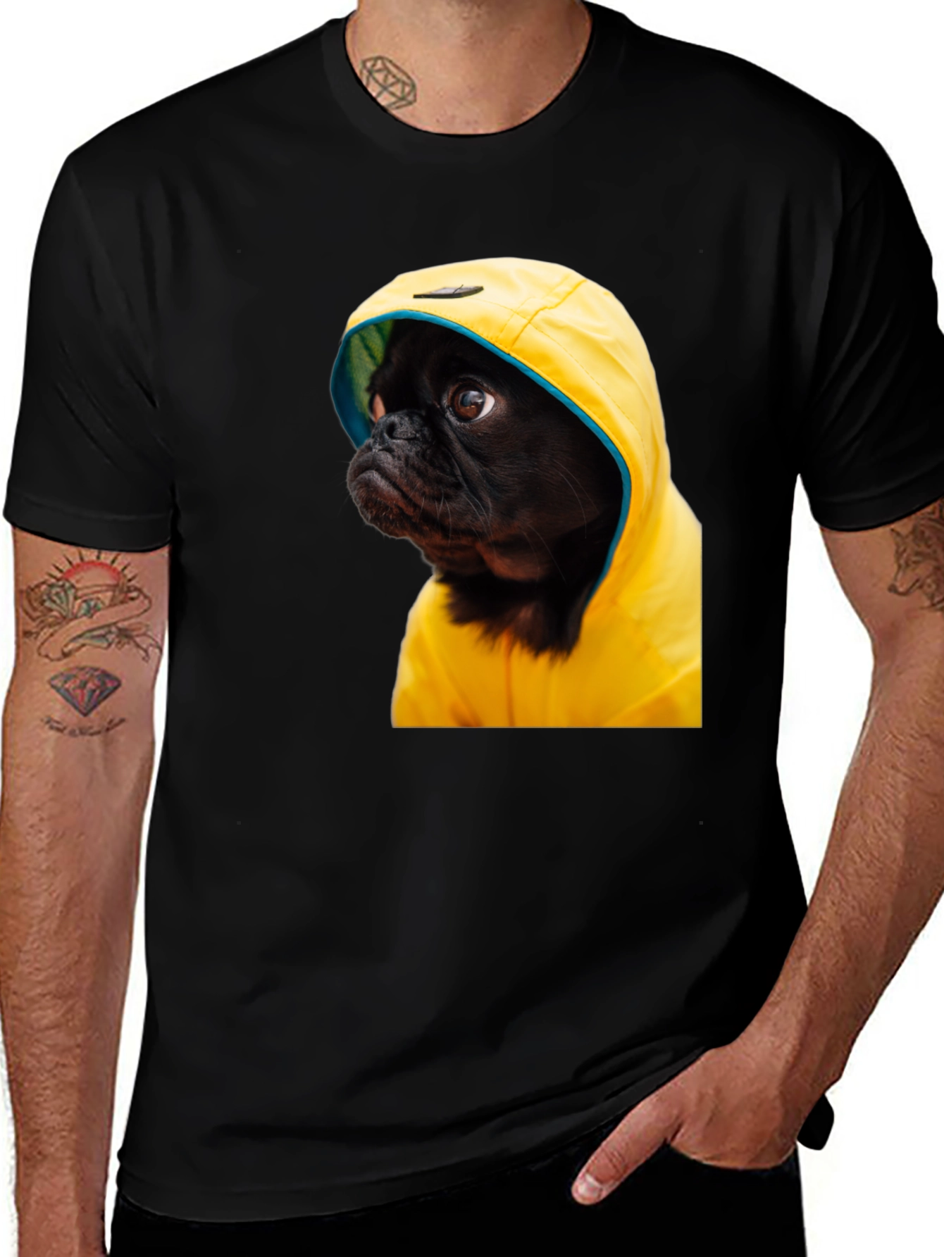 Dog in Raincoat Graphic T-Shirt