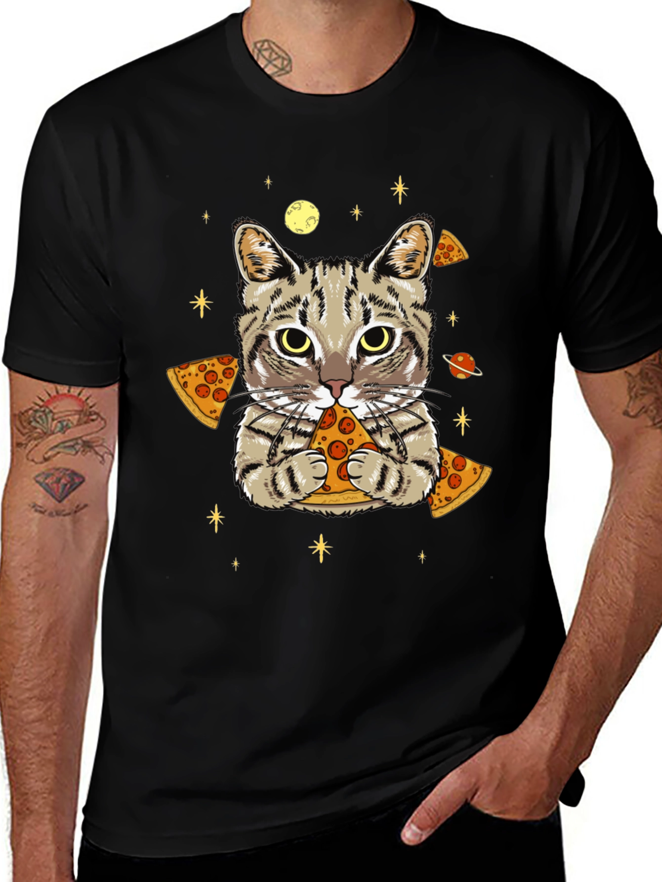 Variant 13 of Space Cat Pizza T-Shirt - Unique Graphic Tee