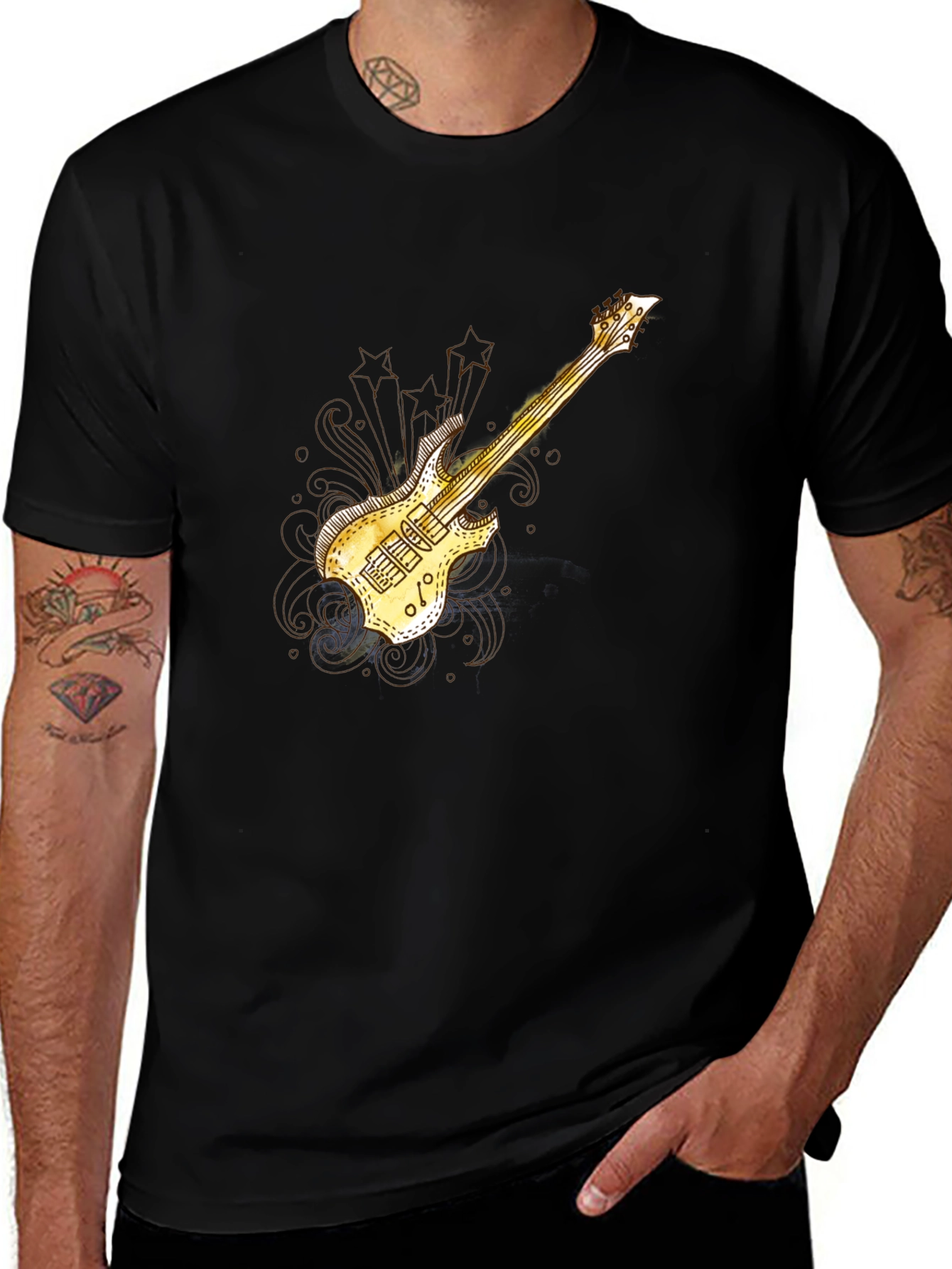 Variant 11 of Black T-Shirt with Guitar Print
