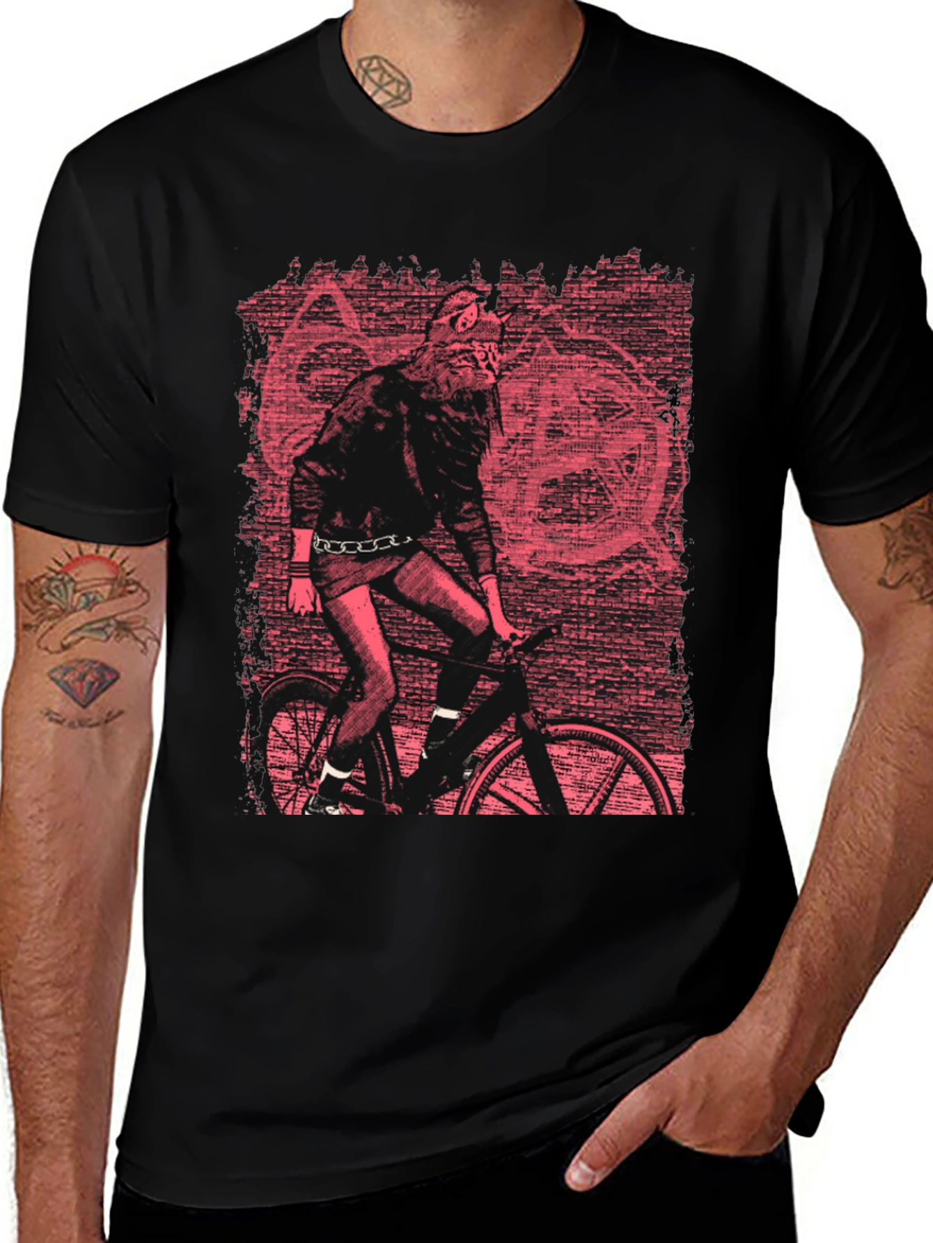 Variant 11 of Wolf Biker Graphic T-Shirt - Black