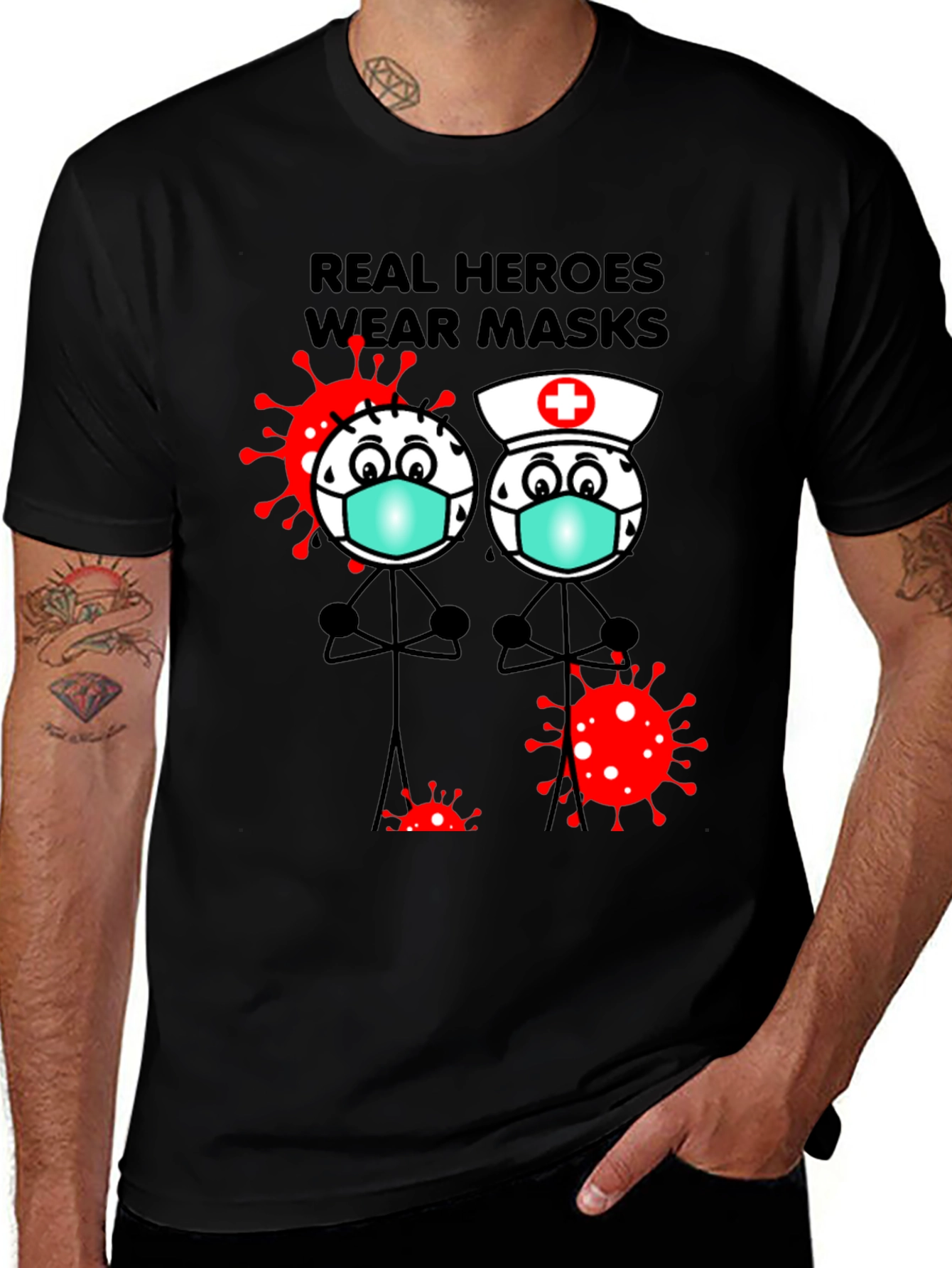 Variant 25 of Real Heroes Wear Masks Graphic Tee