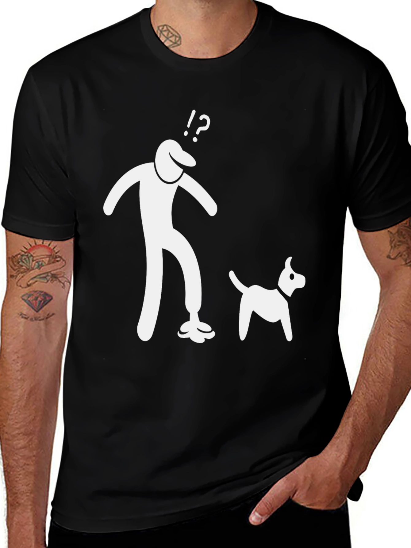 Variant 16 of Men's Black T-Shirt with Funny Graphic Print