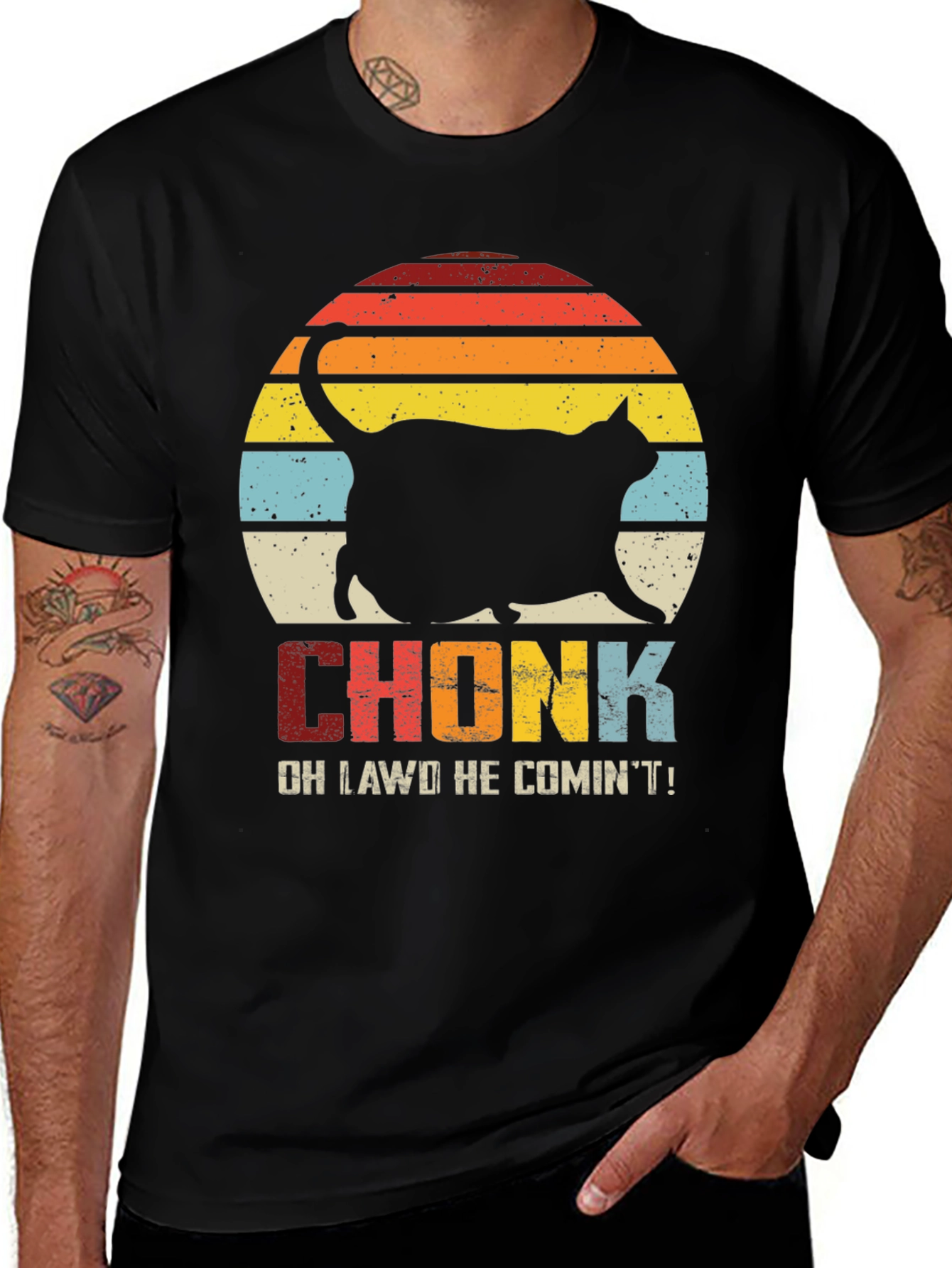 Chonk Cat T-Shirt - Oh Lawd He Comin'!