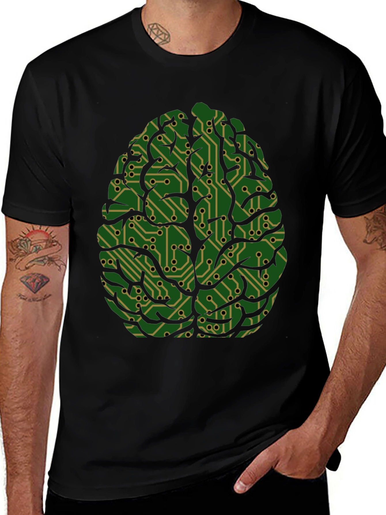 Variant 30 of Circuit Brain Graphic Tee - Mens Cool Science T-Shirt