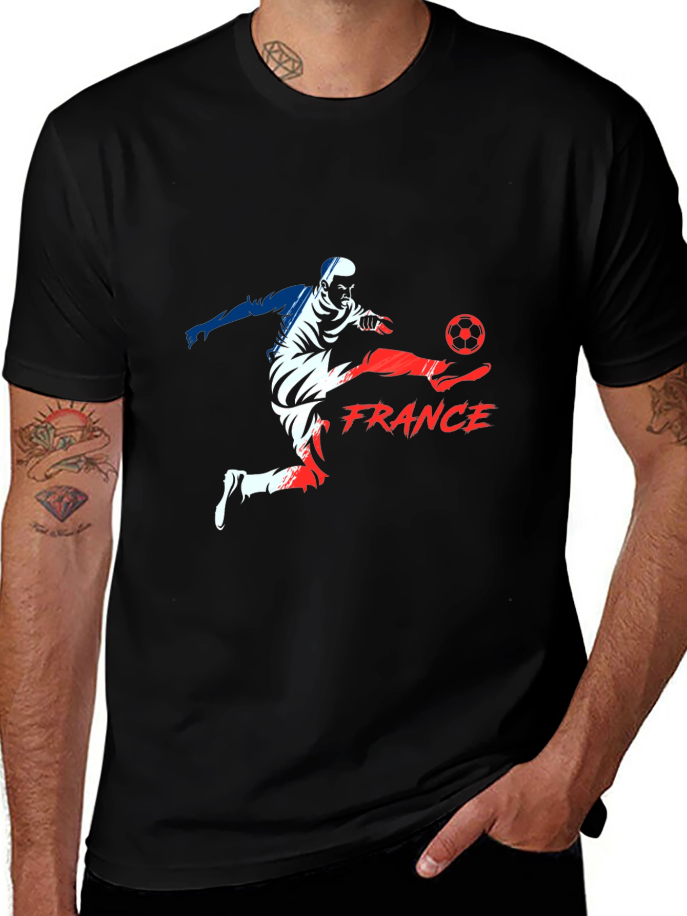 France Soccer T-Shirt - Black Graphic Tee