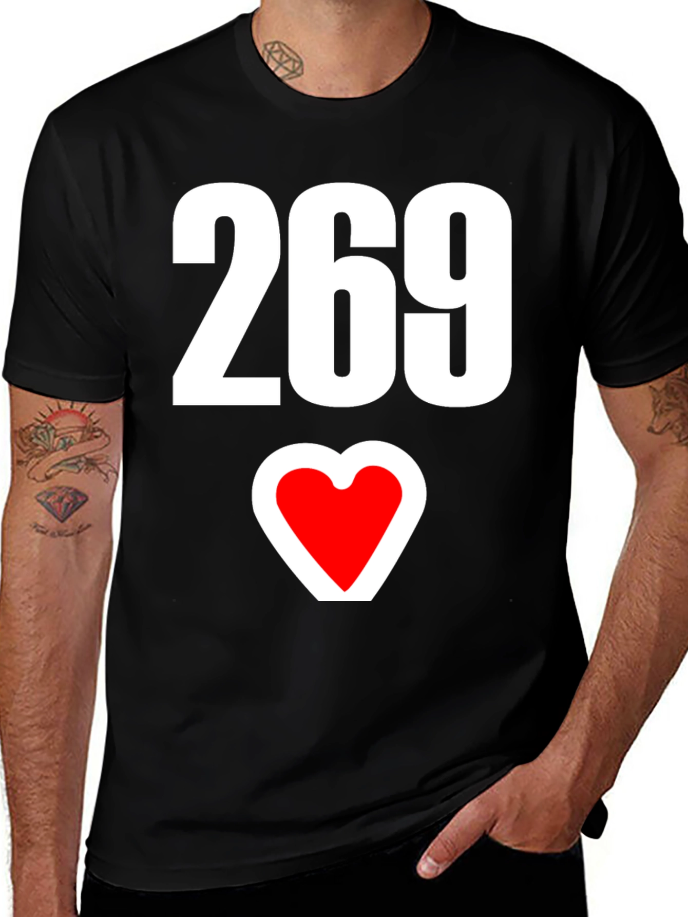 Variant 12 of 269 Heart Graphic Black Tee - Stylish & Unique