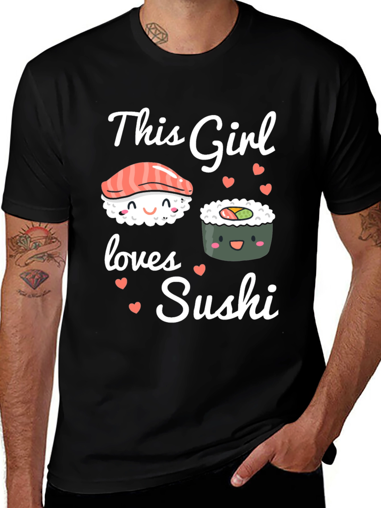Variant 5 of This Girl Loves Sushi Black Graphic Tee