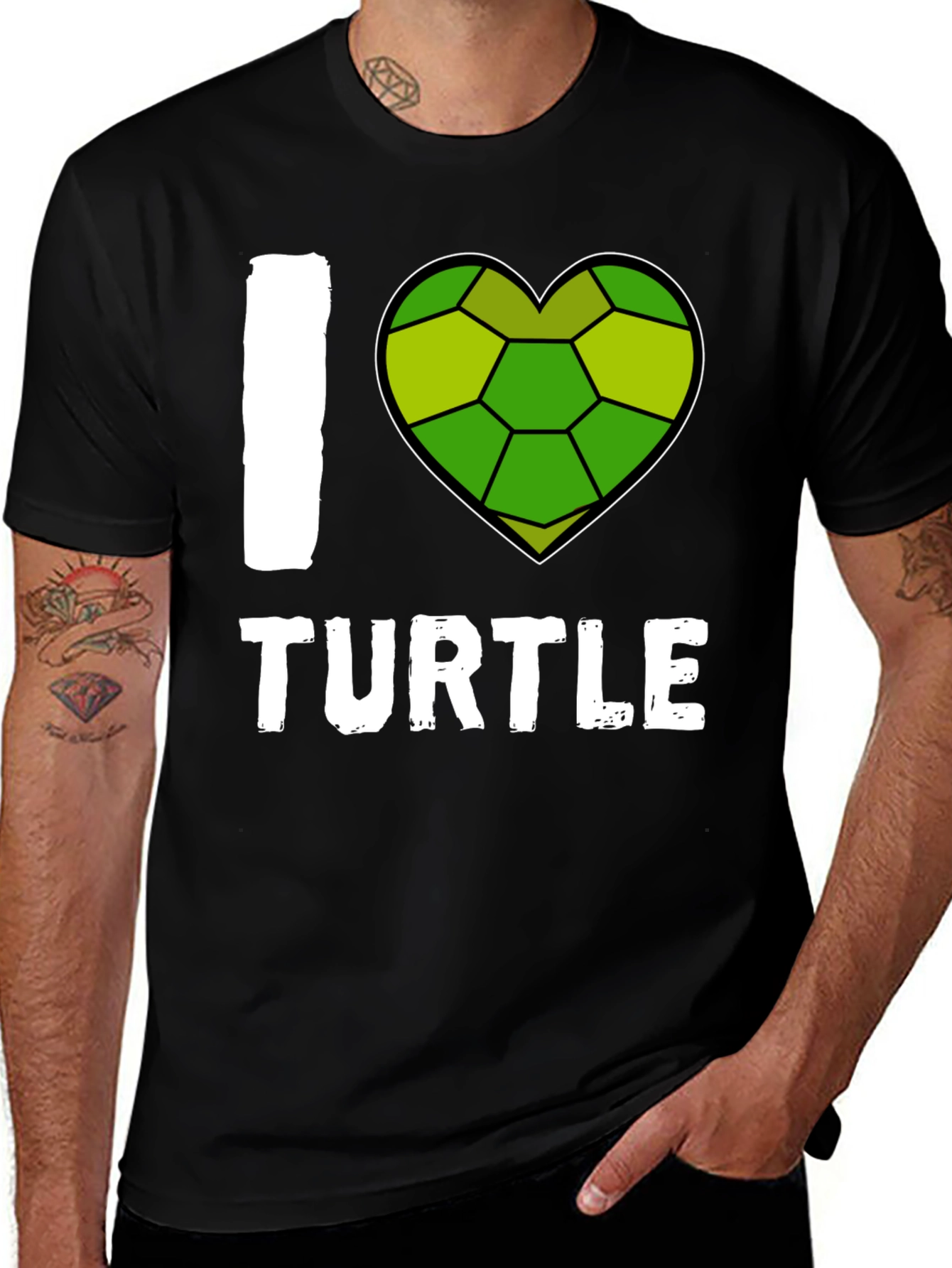 Variant 18 of I Heart Turtle Black T-Shirt