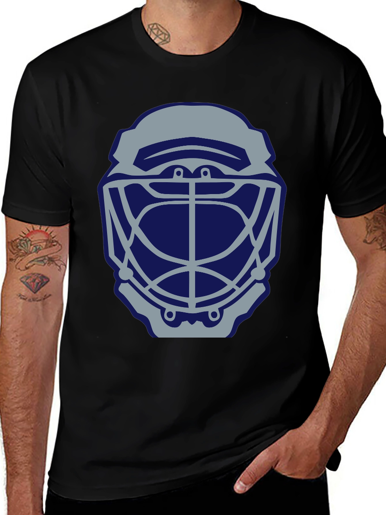 Variant 29 of Hockey Goalie Mask Graphic Tee - Black