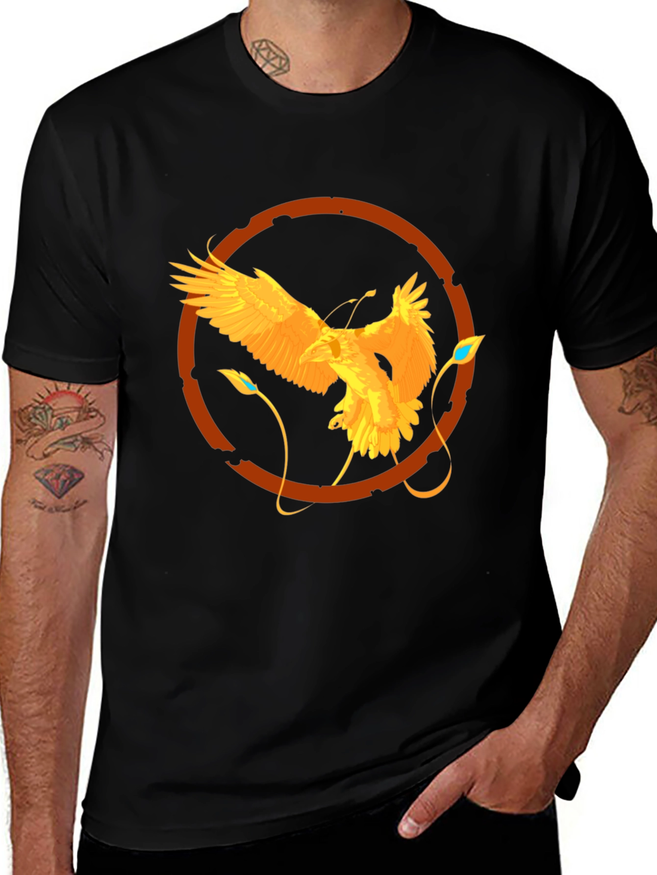 Variant 2 of Raven Circle Graphic Tee - Stylish Men's Black T-Shirt