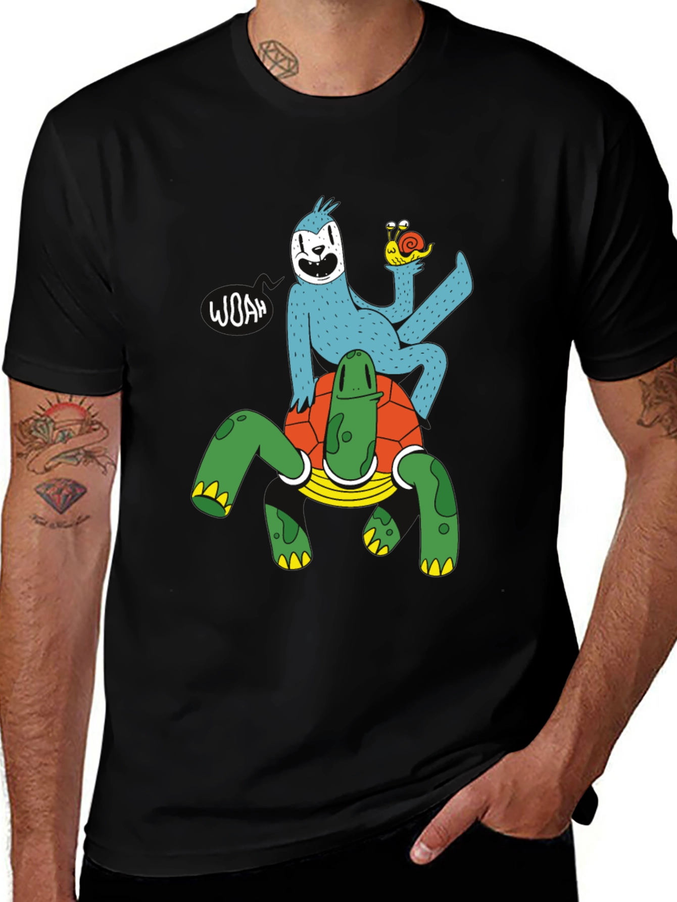 Variant 27 of Sloth Riding Turtle Graphic T-Shirt