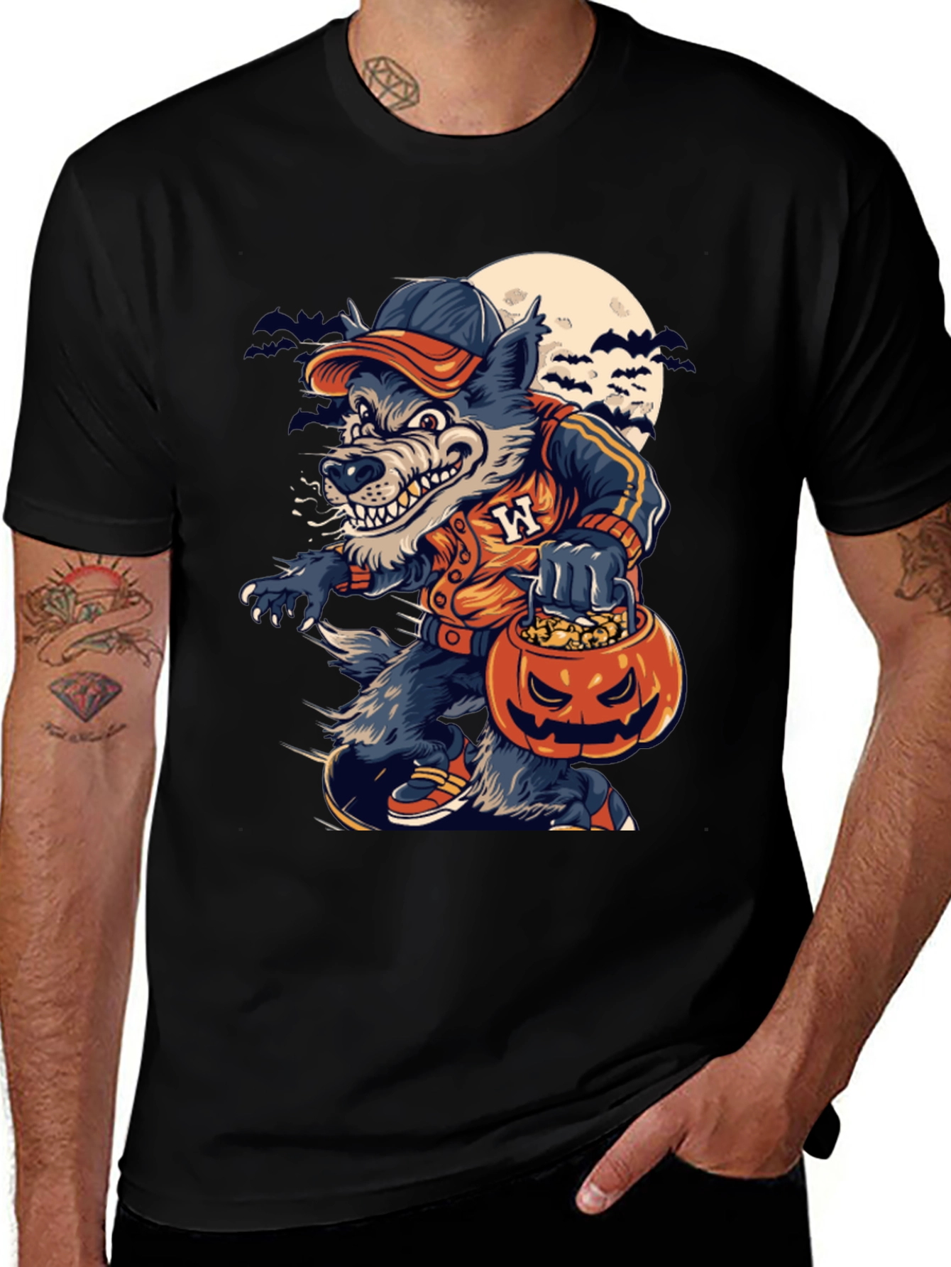 Halloween Werewolf T-Shirt - Pumpkin Treat Design