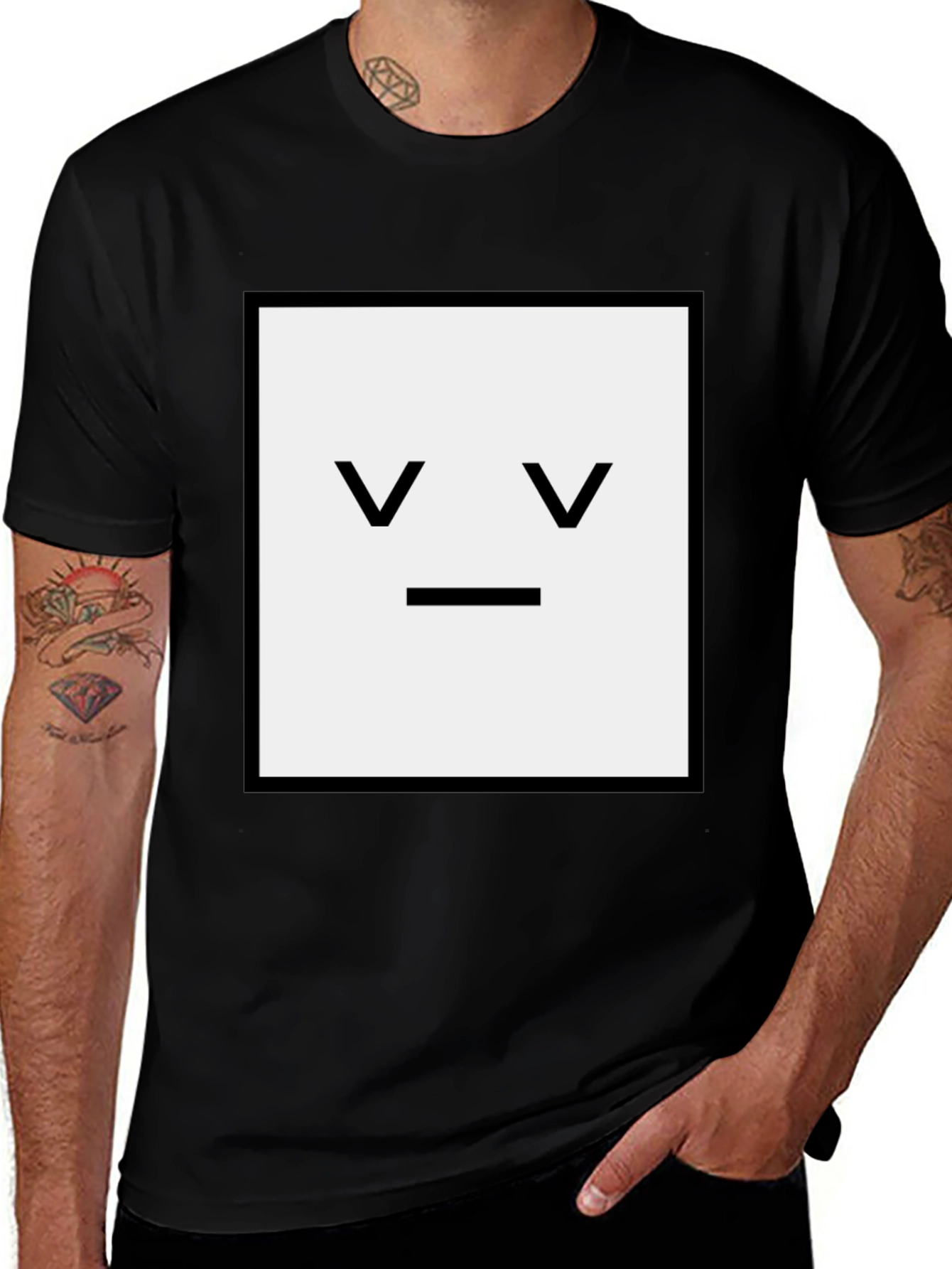 Variant 17 of Square Face Graphic T-Shirt - Black