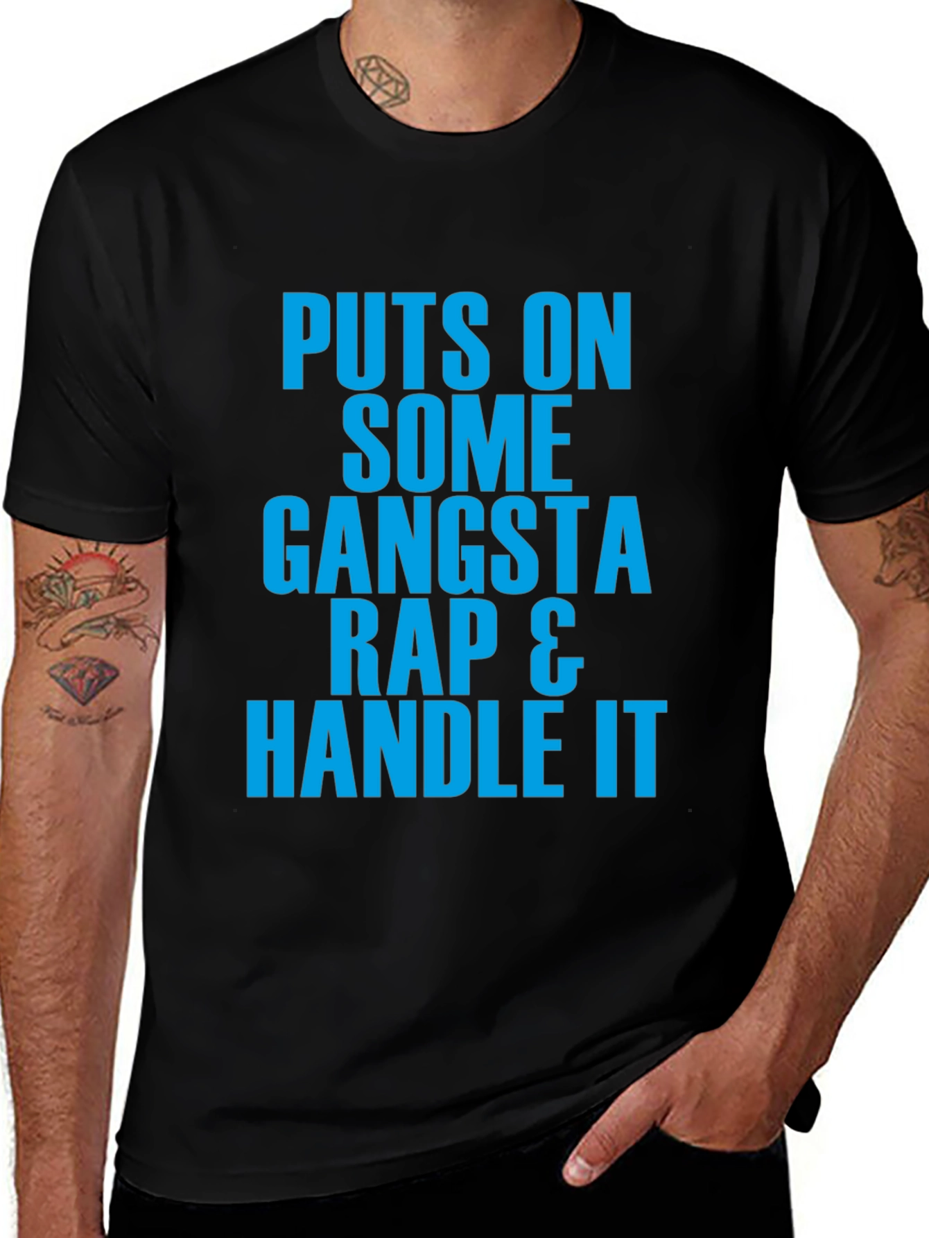 Black Gangsta Rap Graphic Tee - Handle It Black T-Shirt main image