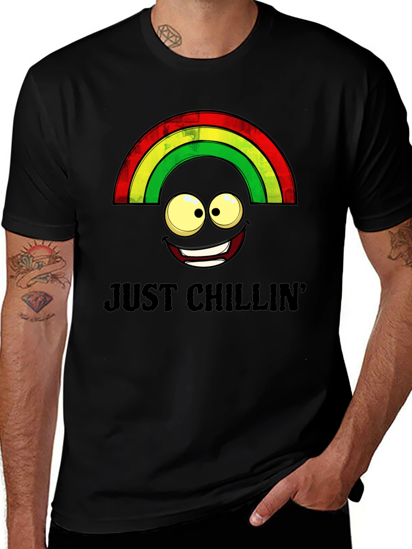 Variant 19 of Just Chillin' Rasta Rainbow Graphic T-Shirt