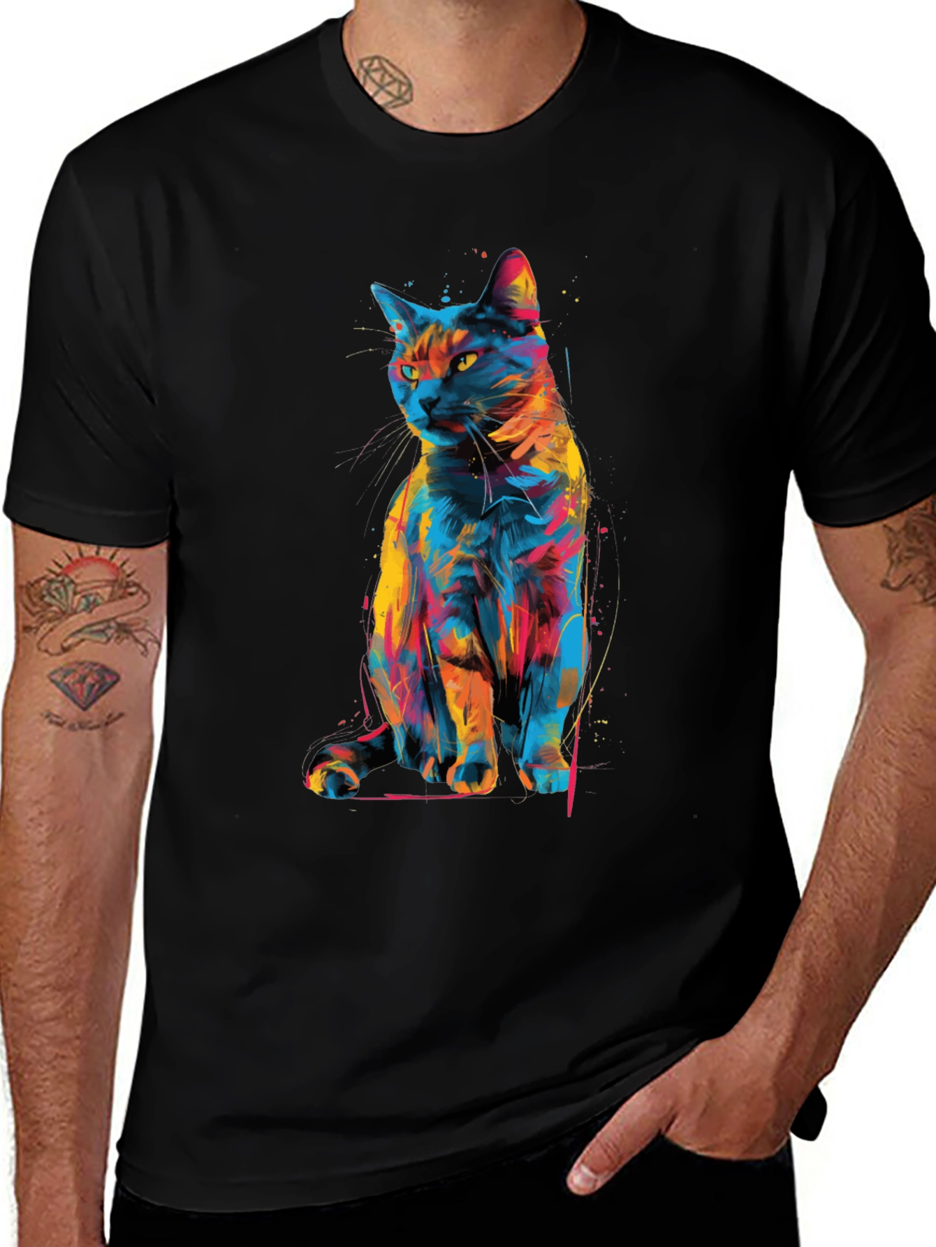 Variant 28 of Abstract Cat Graphic T-Shirt - Unique Style