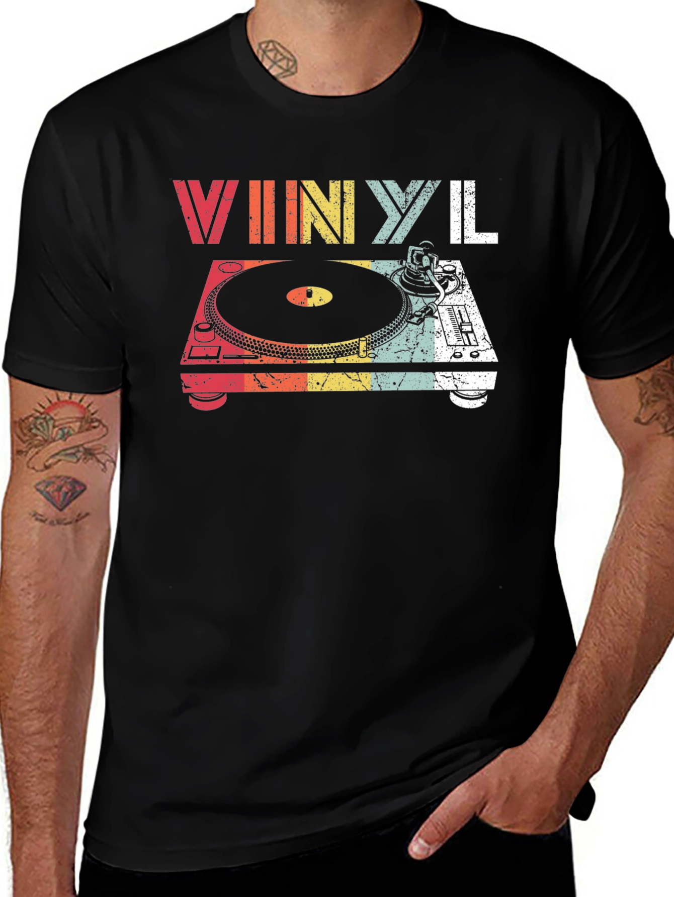 Variant 15 of Vintage Vinyl Record Player Graphic T-Shirt
